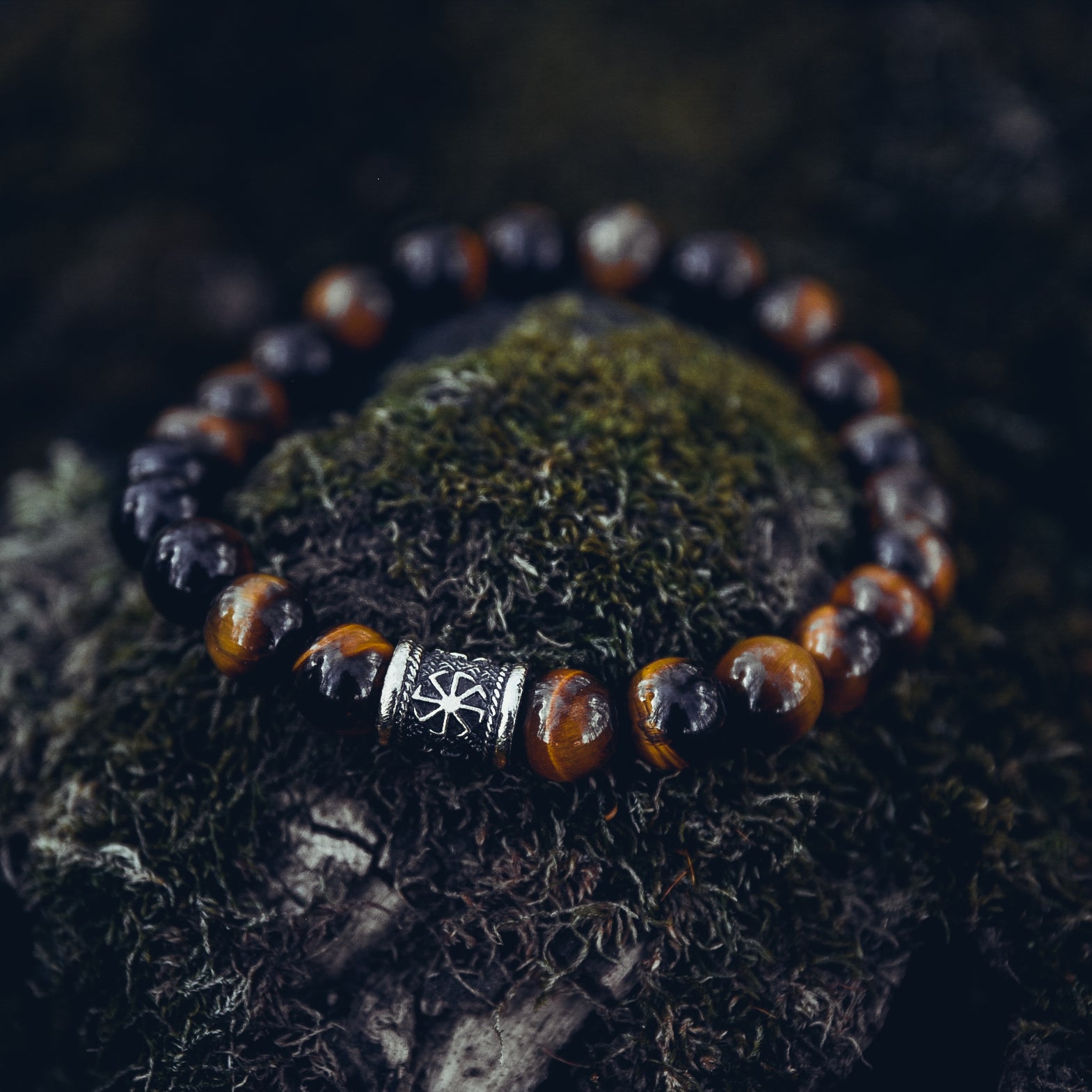 Tiger's Eye Bracelet with Small Kolovrat Bead