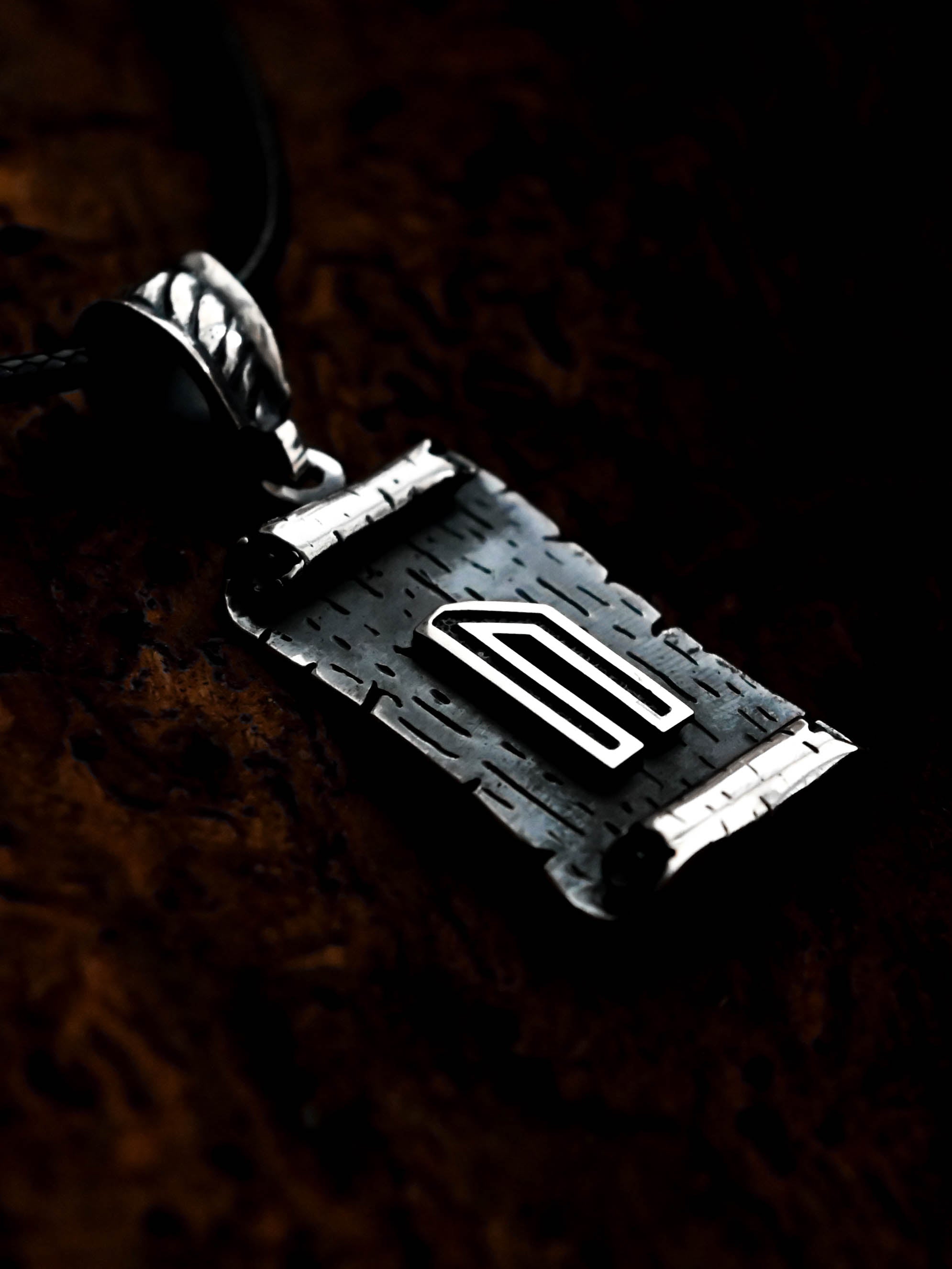 Uruz Rune Amulet on a Scroll, Sterling Silver 925 — Viking & Norse Symbol Pendant