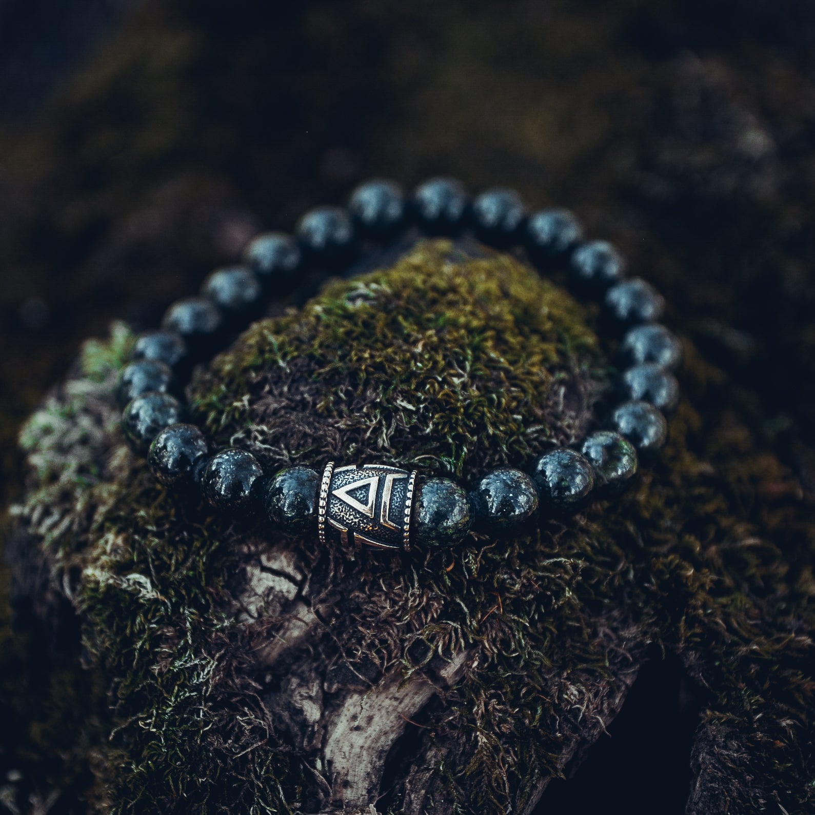 Serpentine Bracelet with Symbol of Veles Bead