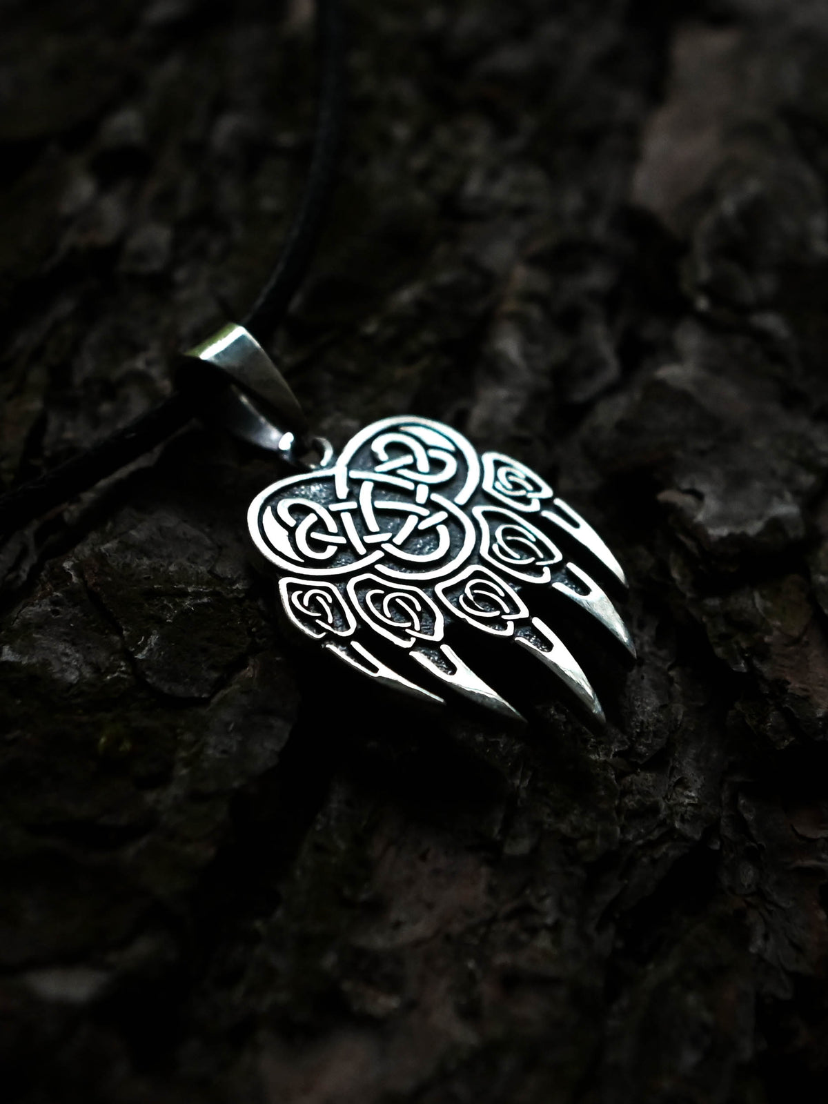Bear Paw Amulet, Sterling Silver 925 — Viking & Slavic Symbol Pendant