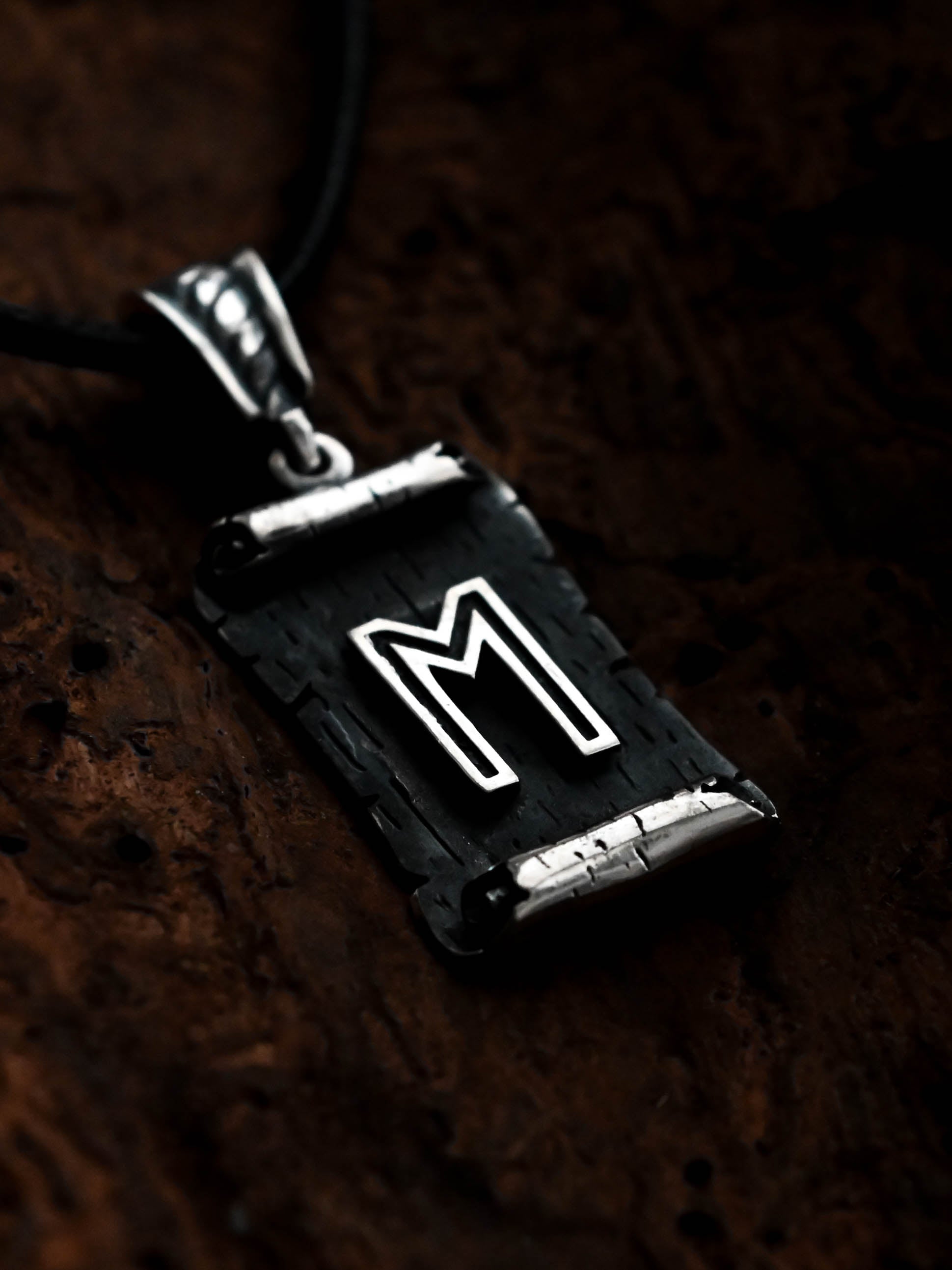 Ehwaz Rune Amulet on a Scroll, Sterling Silver 925 — Viking & Norse Symbol Pendant