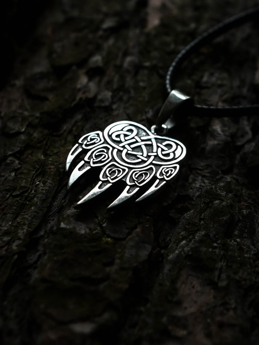 Bear Paw Amulet, Sterling Silver 925 — Viking & Slavic Symbol Pendant