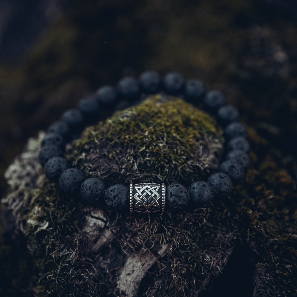 Lava Stone Bracelet with Large Star of Rus Bead