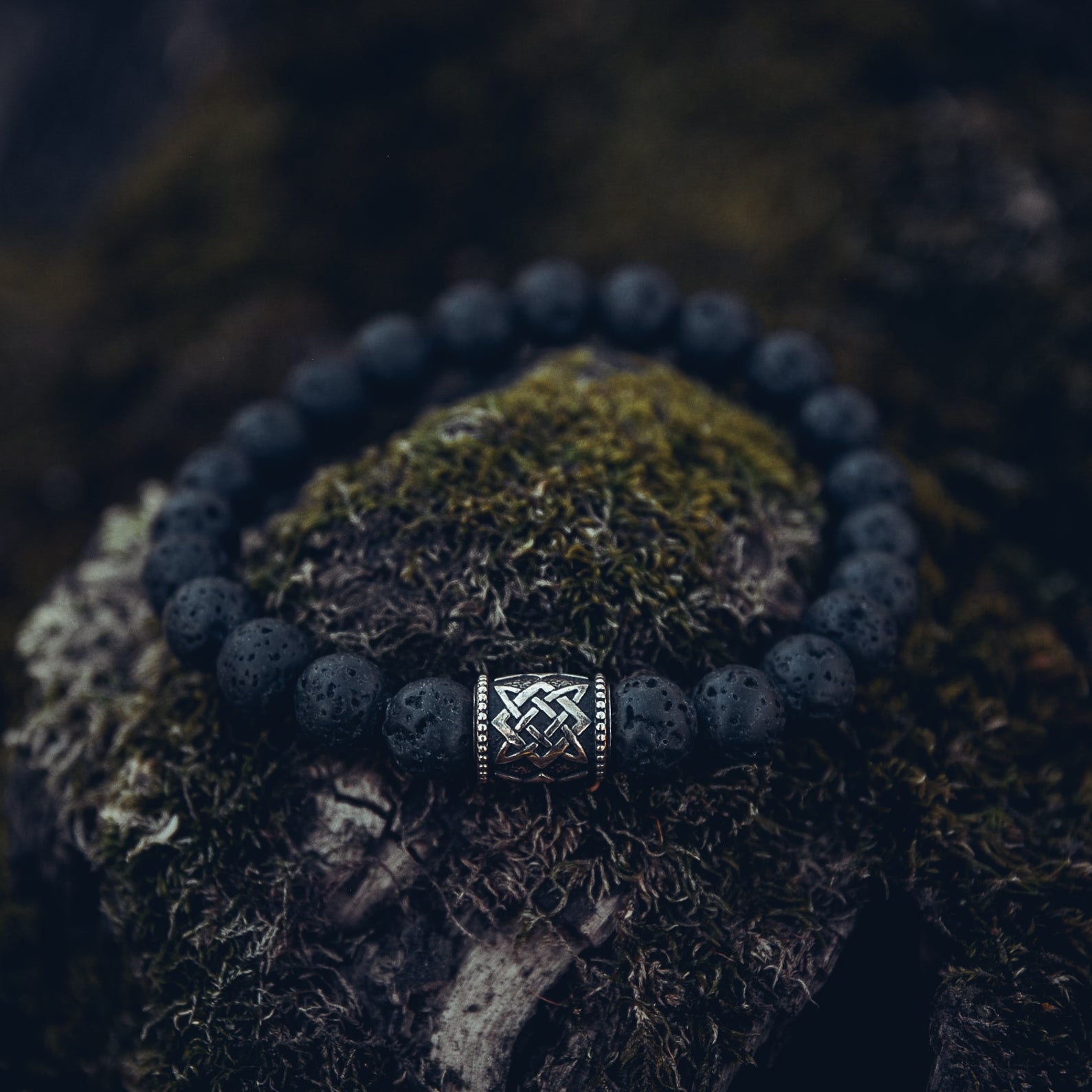 Lava Stone Bracelet with Large Star of Rus Bead