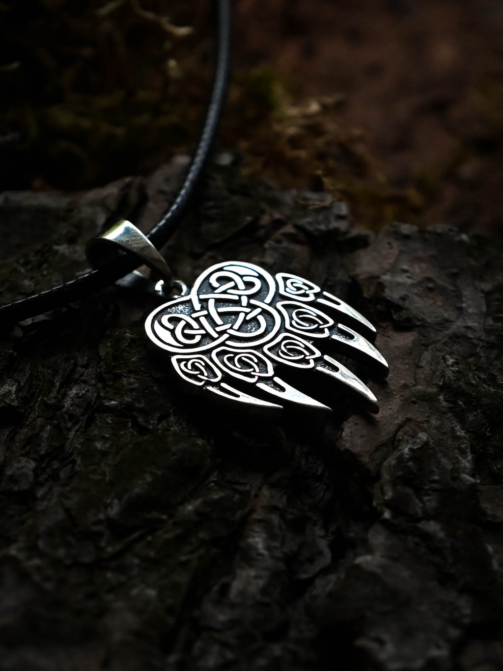Bear Paw Amulet, Sterling Silver 925 — Viking & Slavic Symbol Pendant
