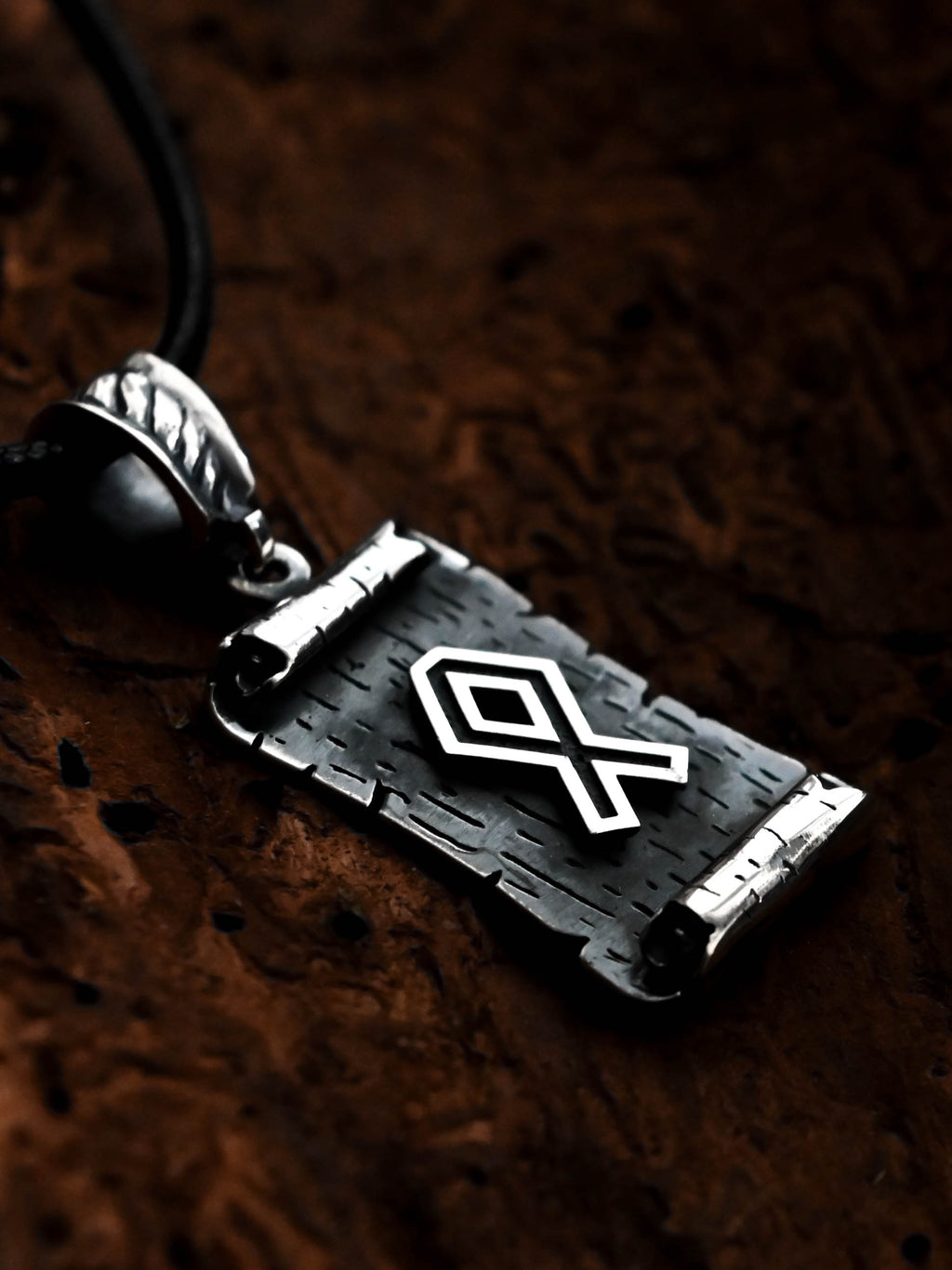 Othala Rune Amulet on a Scroll, Sterling Silver 925 — Viking & Norse Symbol Pendant