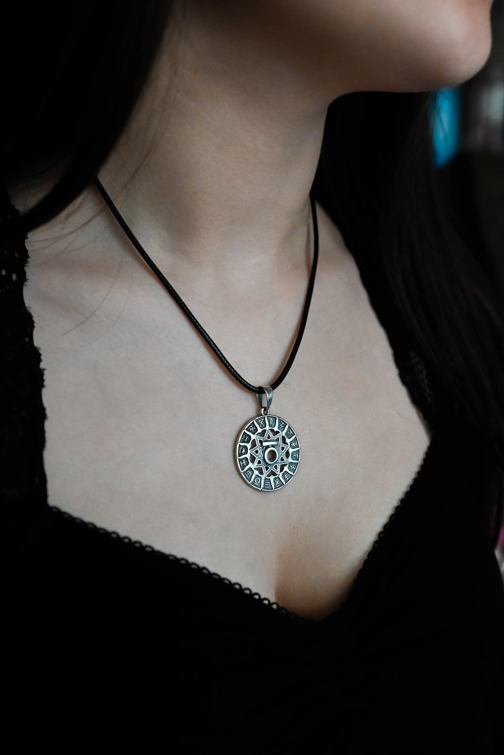 Slavic Chertog Medved (Bear) Amulet, Sterling Silver 925 — Svarog Circle Zodiac Pendant
