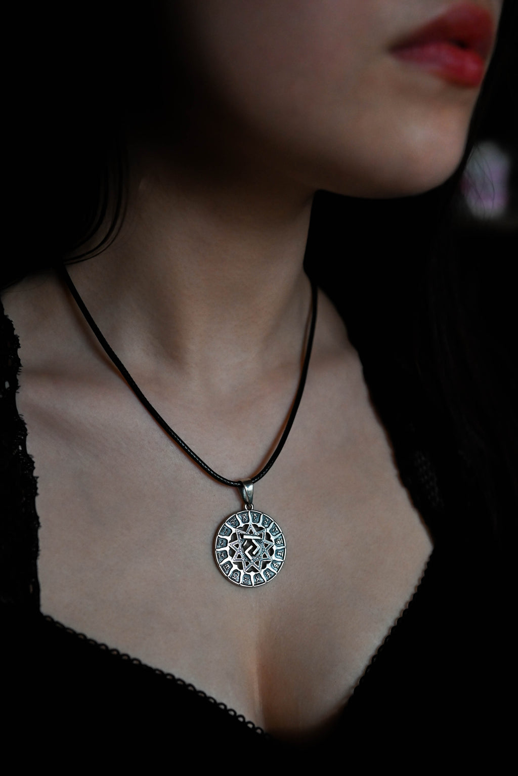 Slavic Chertog Kon (Horse) Amulet, Sterling Silver 925 — Svarog Circle Zodiac Pendant