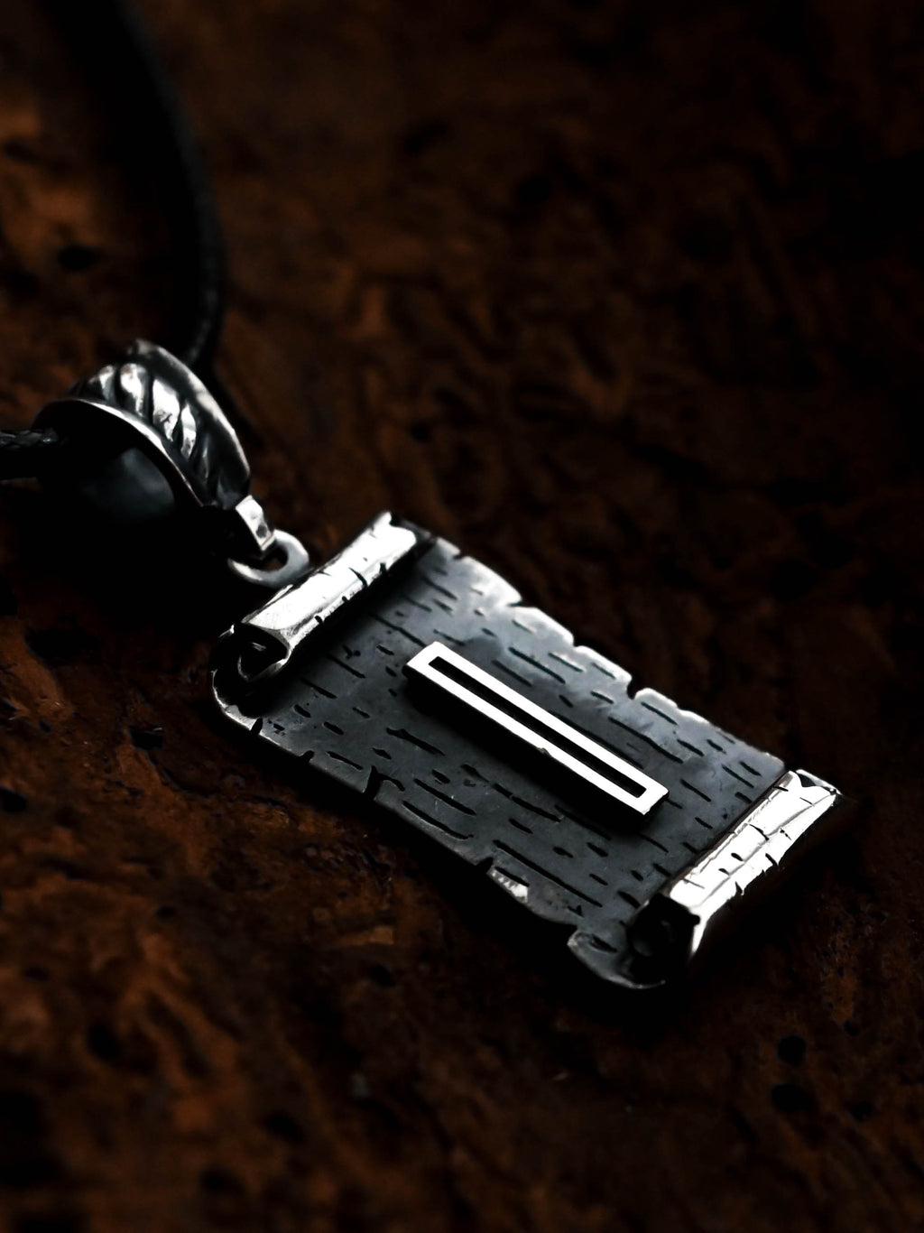 Isa Rune Amulet on a Scroll, Sterling Silver 925 — Viking & Norse Symbol Pendant