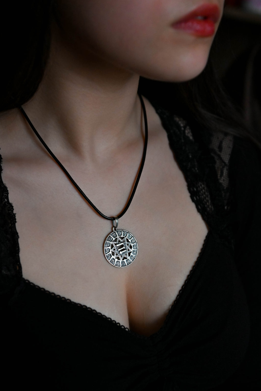 Slavic Chertog Busel (Stork) Amulet, Sterling Silver 925 — Svarog Circle Zodiac Pendant