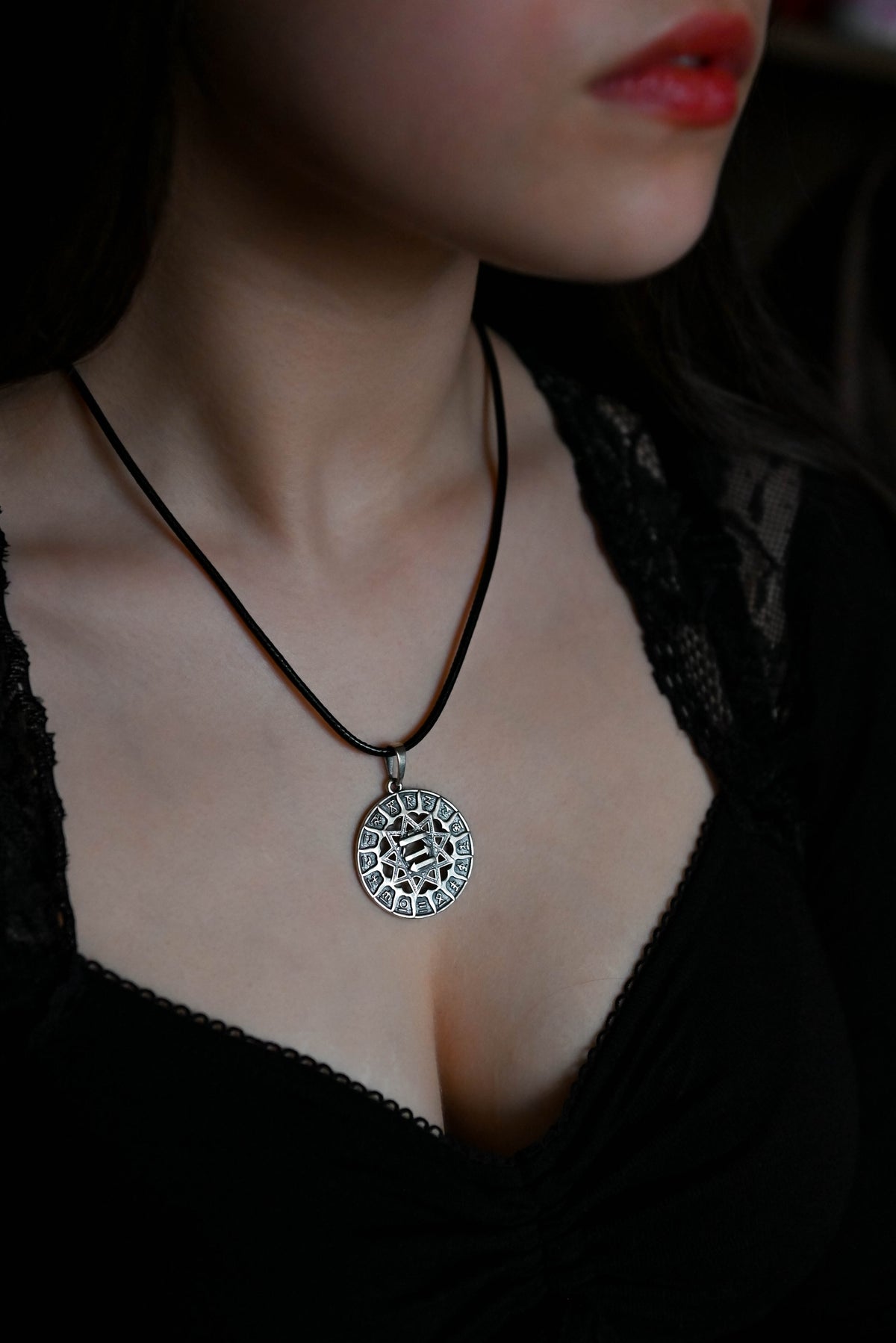 Slavic Chertog Busel (Stork) Amulet, Sterling Silver 925 — Svarog Circle Zodiac Pendant