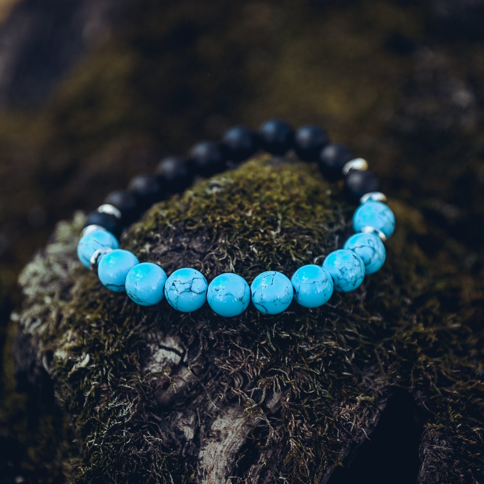Black Agate and Turquenite Bracelet