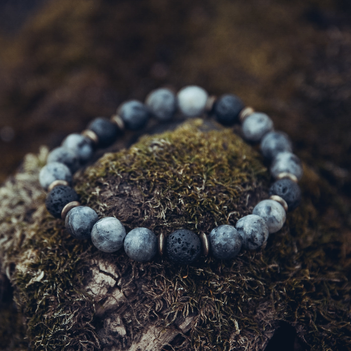 Lava Stone and Labradorite Bracelet