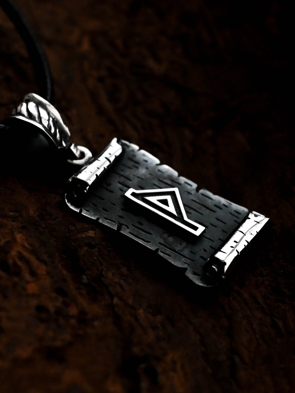 Thurisaz Rune Amulet on a Scroll, Sterling Silver 925 — Viking & Norse Symbol Pendant
