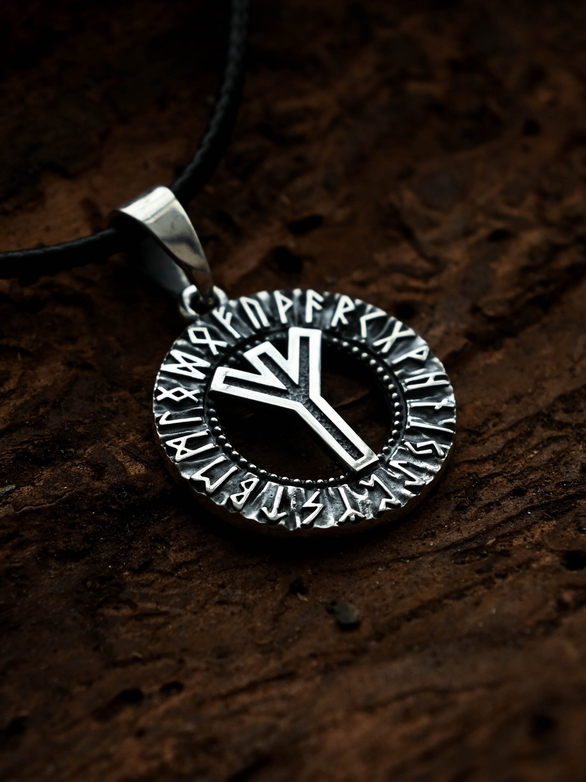 Algiz Rune Amulet, Elder Futhark, Sterling Silver 925 — Viking & Norse Symbol Pendant