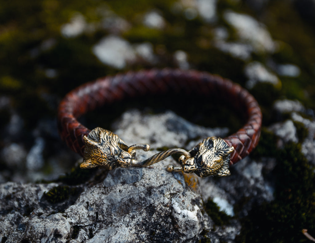 Lynxes Bracelet, Natural Leather and Bronze