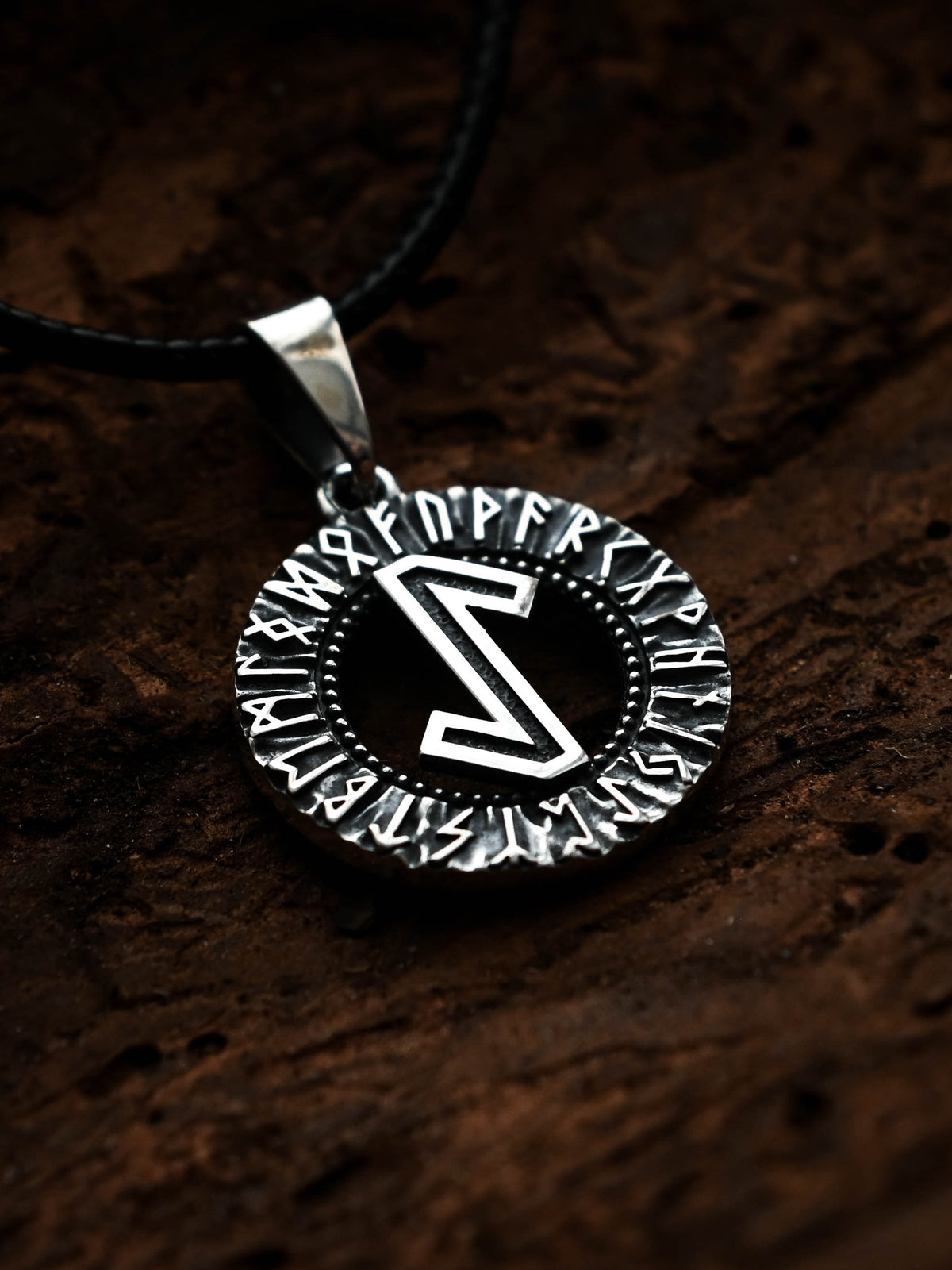 Eihwaz Rune Amulet, Elder Futhark, Sterling Silver 925 — Viking & Norse Symbol Pendant