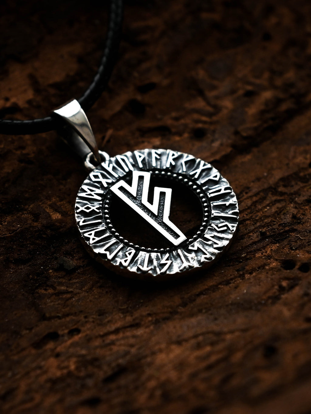 Fehu Rune Amulet, Elder Futhark, Sterling Silver 925 — Viking & Norse Symbol Pendant