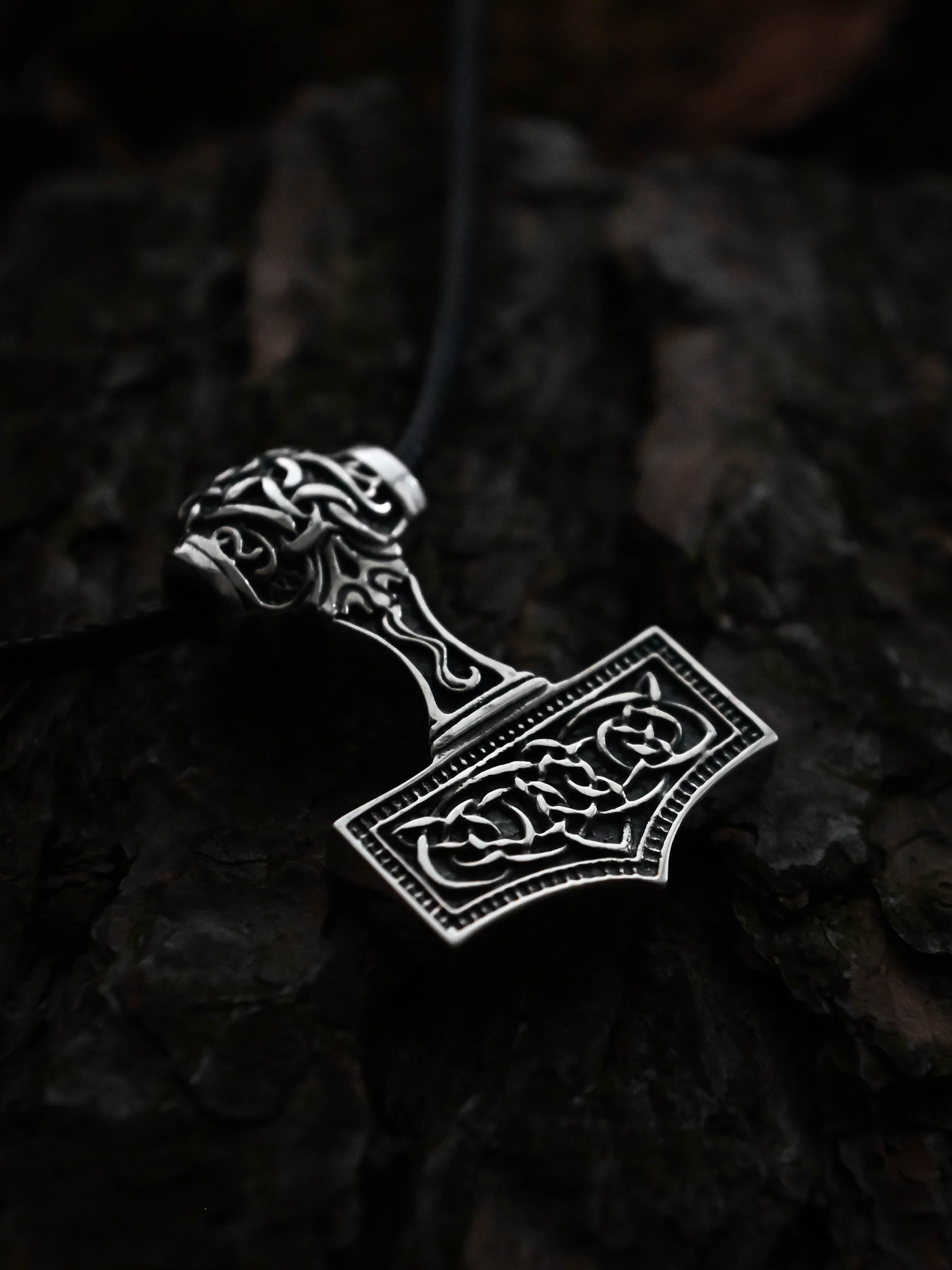 Thor's Hammer (Mjolnir) Amulet, Sterling Silver 925 — Viking Symbol Pendant
