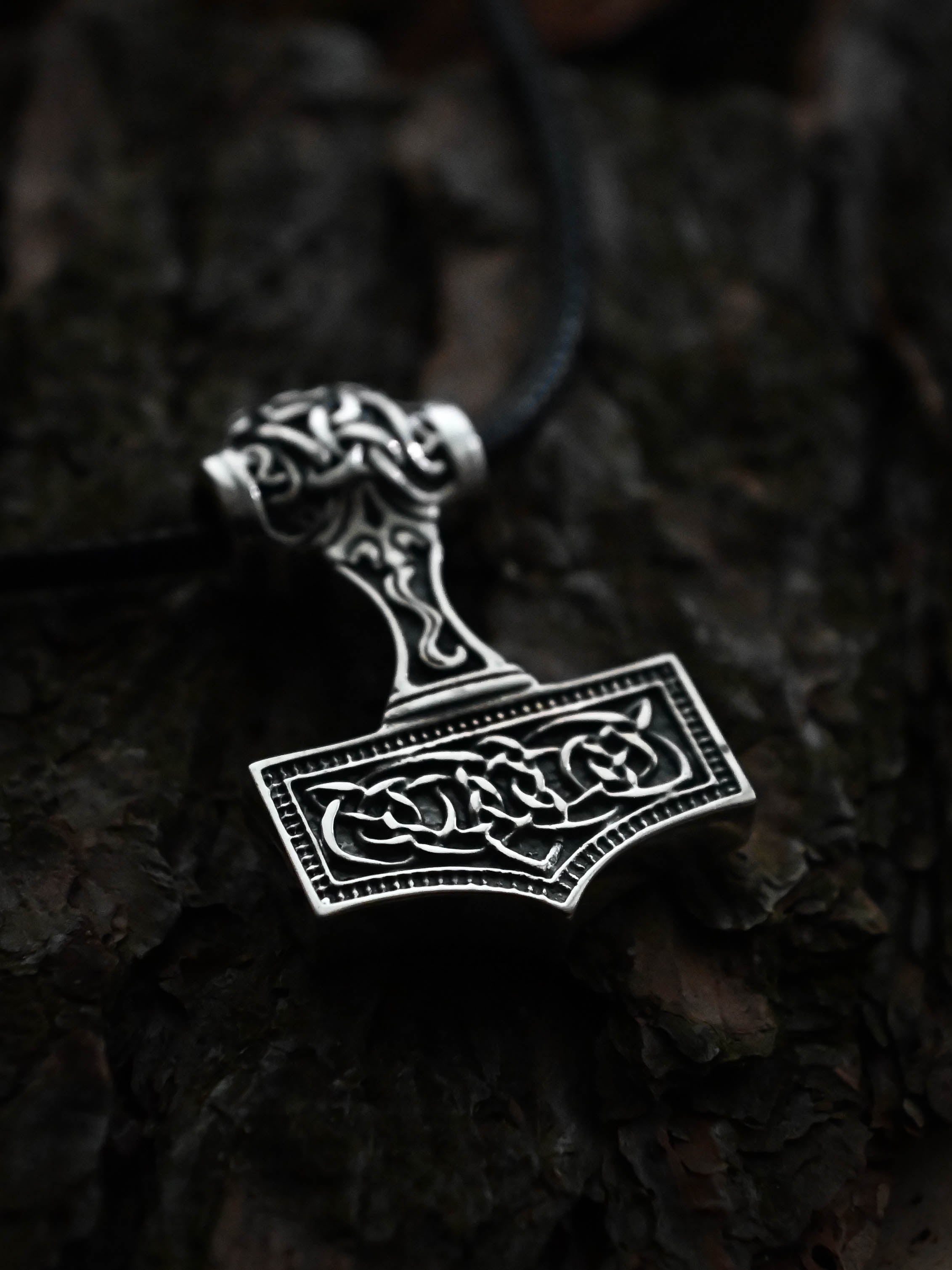 Thor's Hammer (Mjolnir) Amulet, Sterling Silver 925 — Viking Symbol Pendant