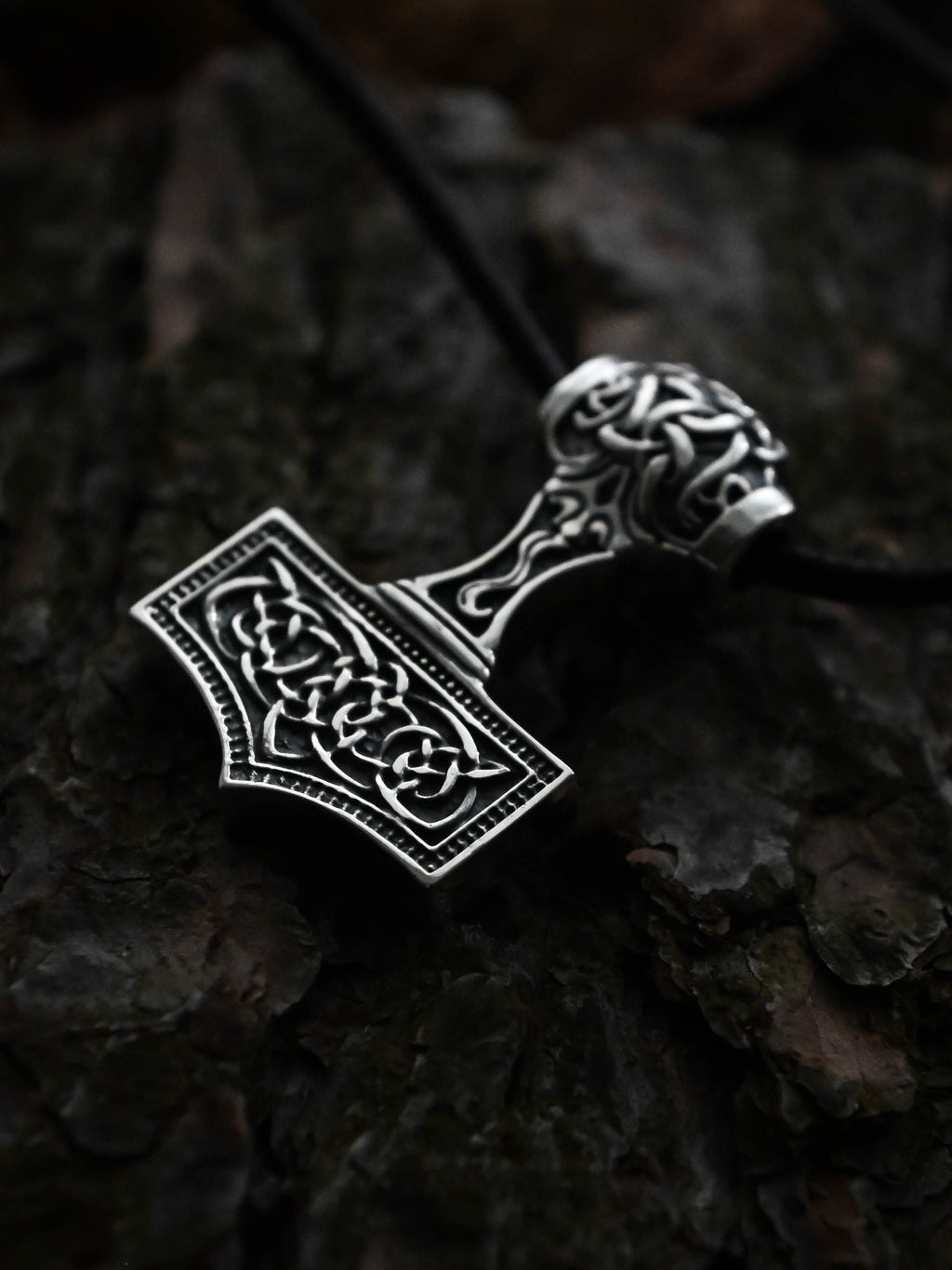 Thor's Hammer (Mjolnir) Amulet, Sterling Silver 925 — Viking Symbol Pendant