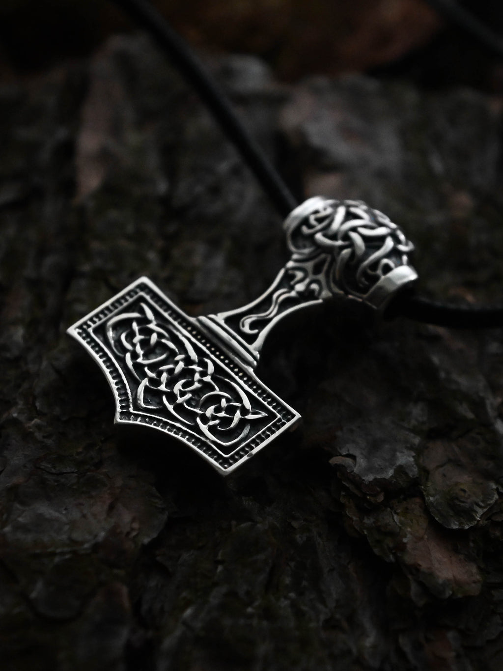 Thor's Hammer (Mjolnir) Amulet, Sterling Silver 925 — Viking Symbol Pendant