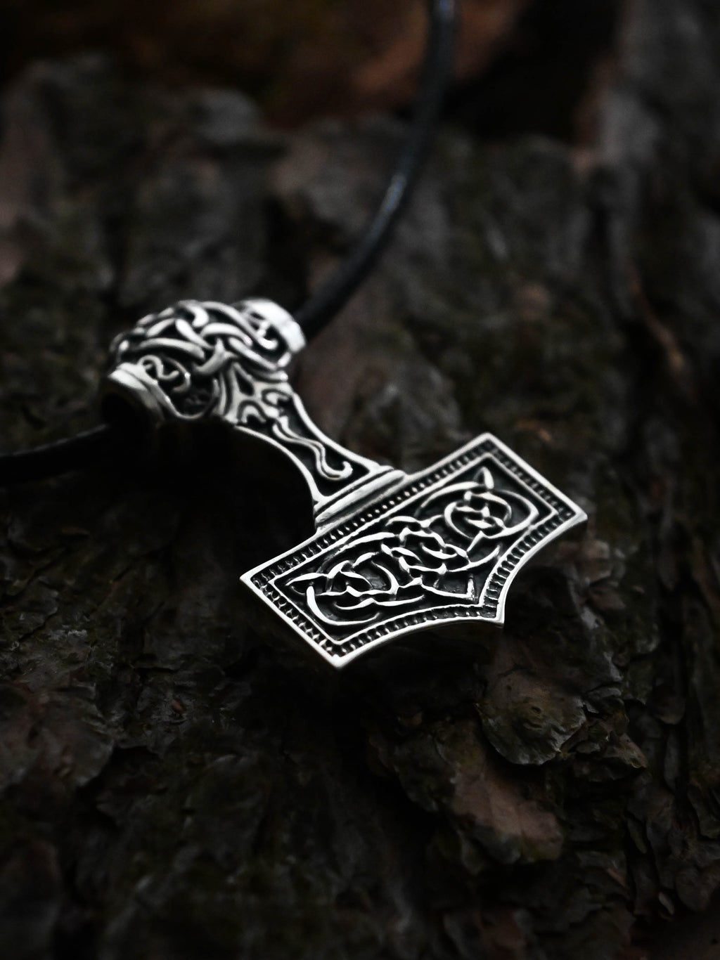 Thor's Hammer (Mjolnir) Amulet, Sterling Silver 925 — Viking Symbol Pendant