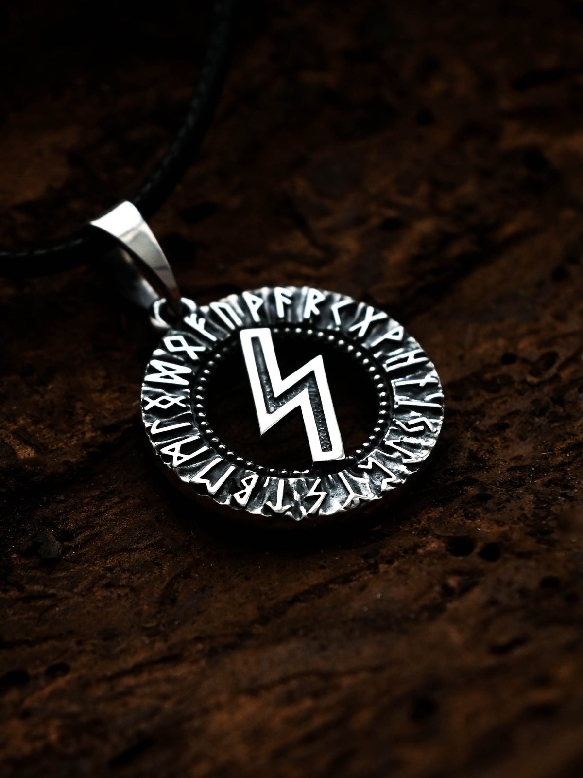 Sowilo Rune Amulet, Elder Futhark, Sterling Silver 925 — Viking & Norse Symbol Pendant