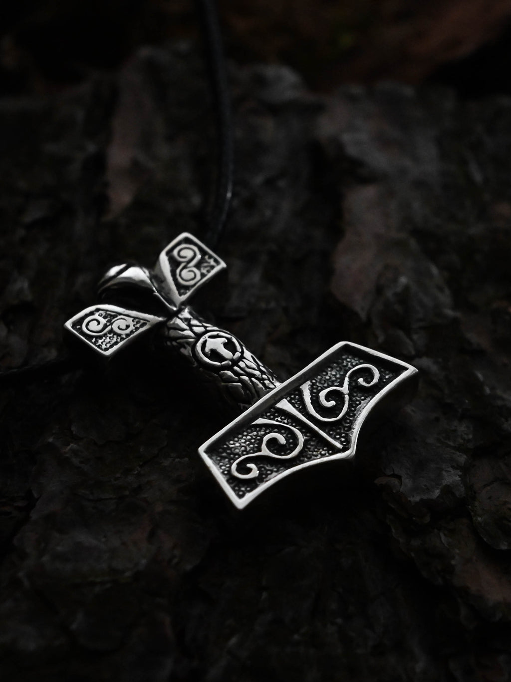 Thor's Hammer with Tiwaz Symbol, Sterling Silver 925 — Viking Symbol Pendant