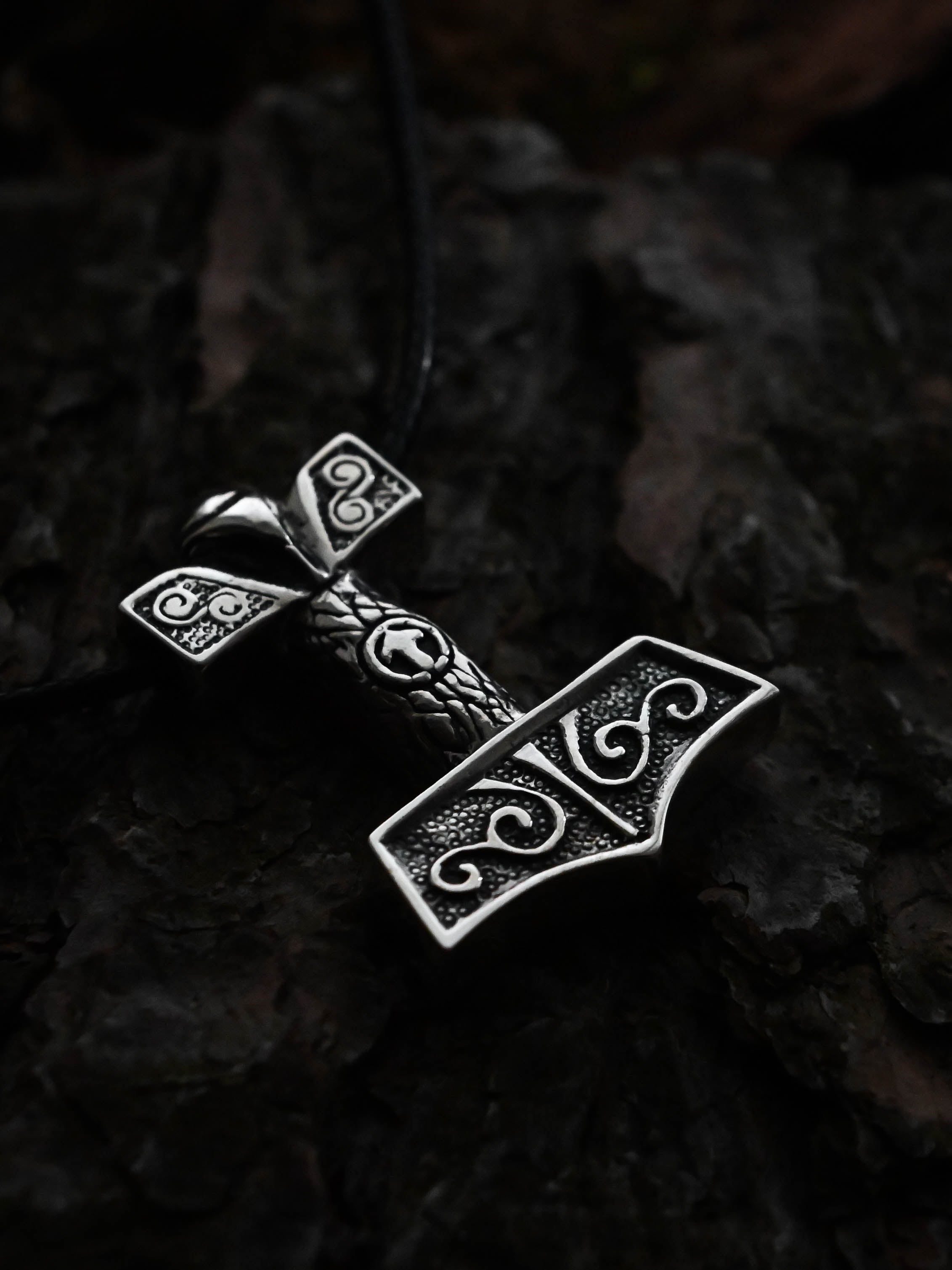 Thor's Hammer with Tiwaz Symbol, Sterling Silver 925 — Viking Symbol Pendant