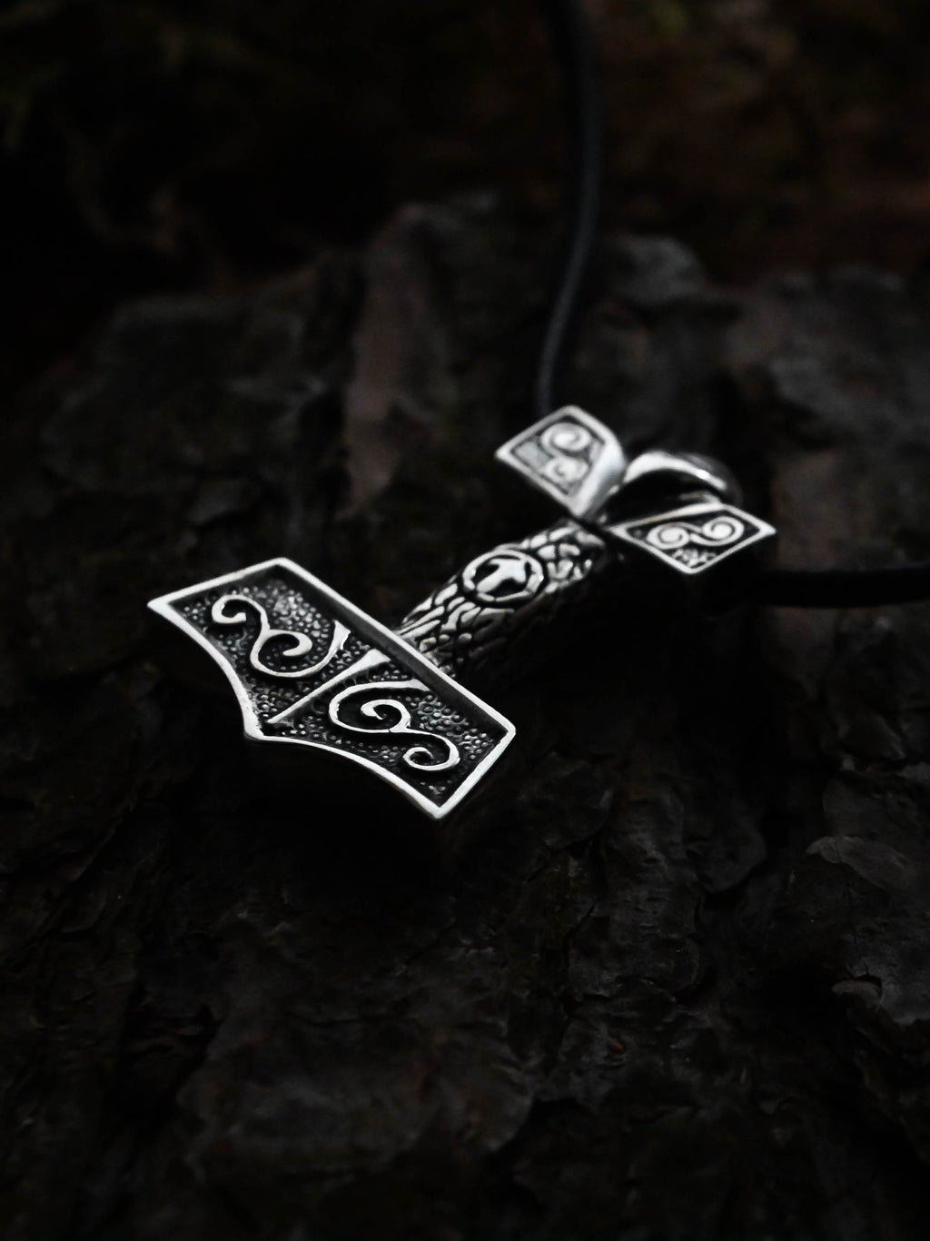 Thor's Hammer with Tiwaz Symbol, Sterling Silver 925 — Viking Symbol Pendant