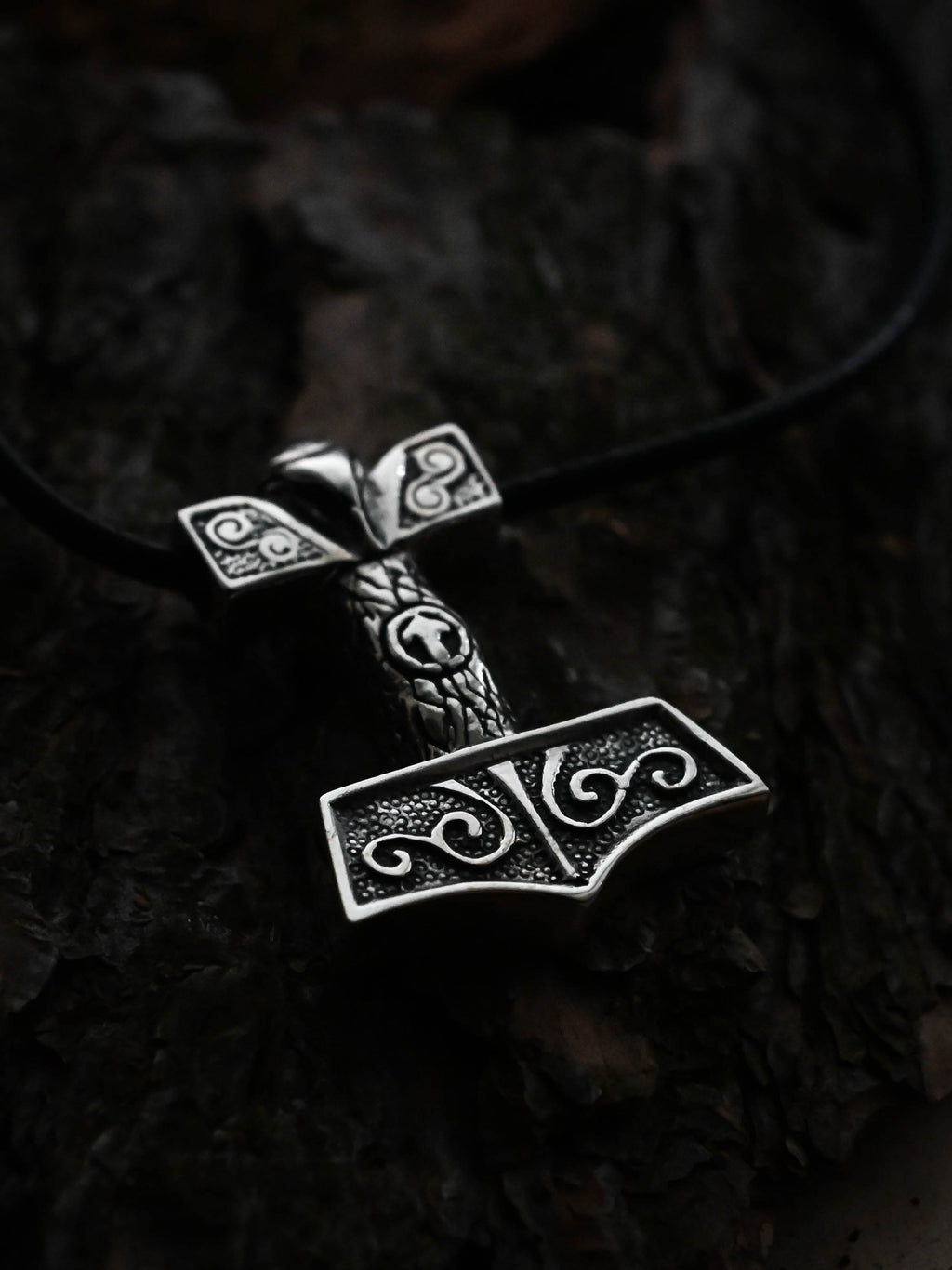 Thor's Hammer with Tiwaz Symbol, Sterling Silver 925 — Viking Symbol Pendant