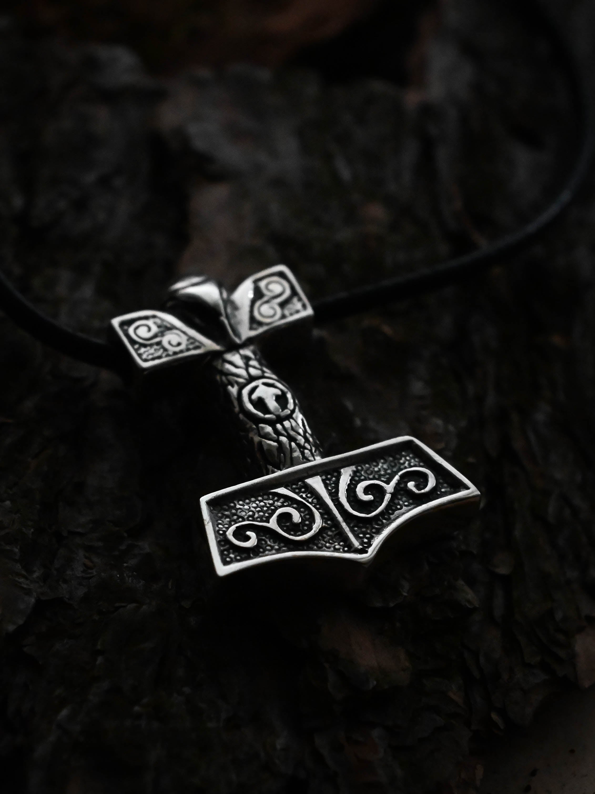 Thor's Hammer with Tiwaz Symbol, Sterling Silver 925 — Viking Symbol Pendant