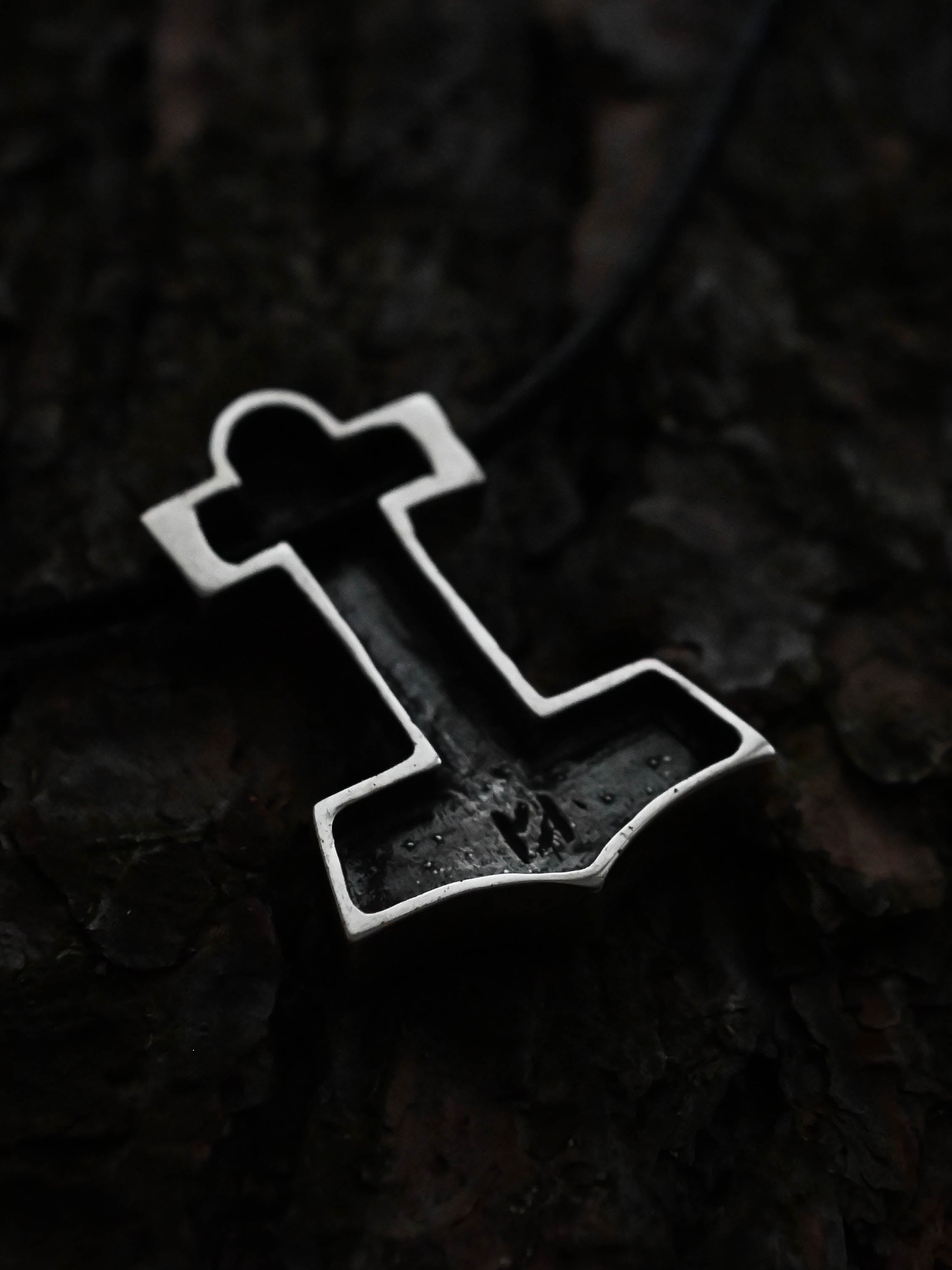 Thor's Hammer with Tiwaz Symbol, Sterling Silver 925 — Viking Symbol Pendant