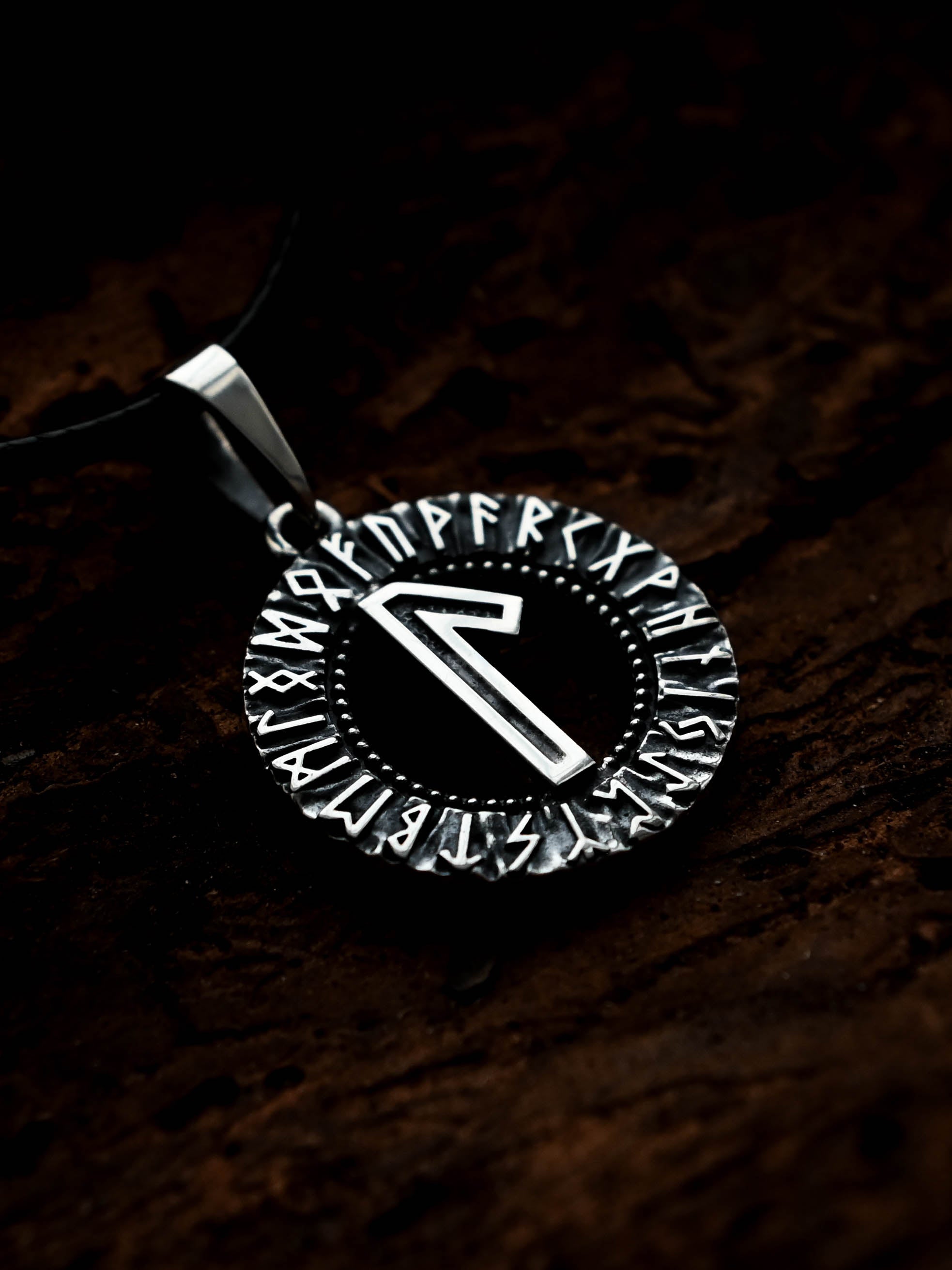 Laguz Rune Amulet, Elder Futhark, Sterling Silver 925 — Viking & Norse Symbol Pendant