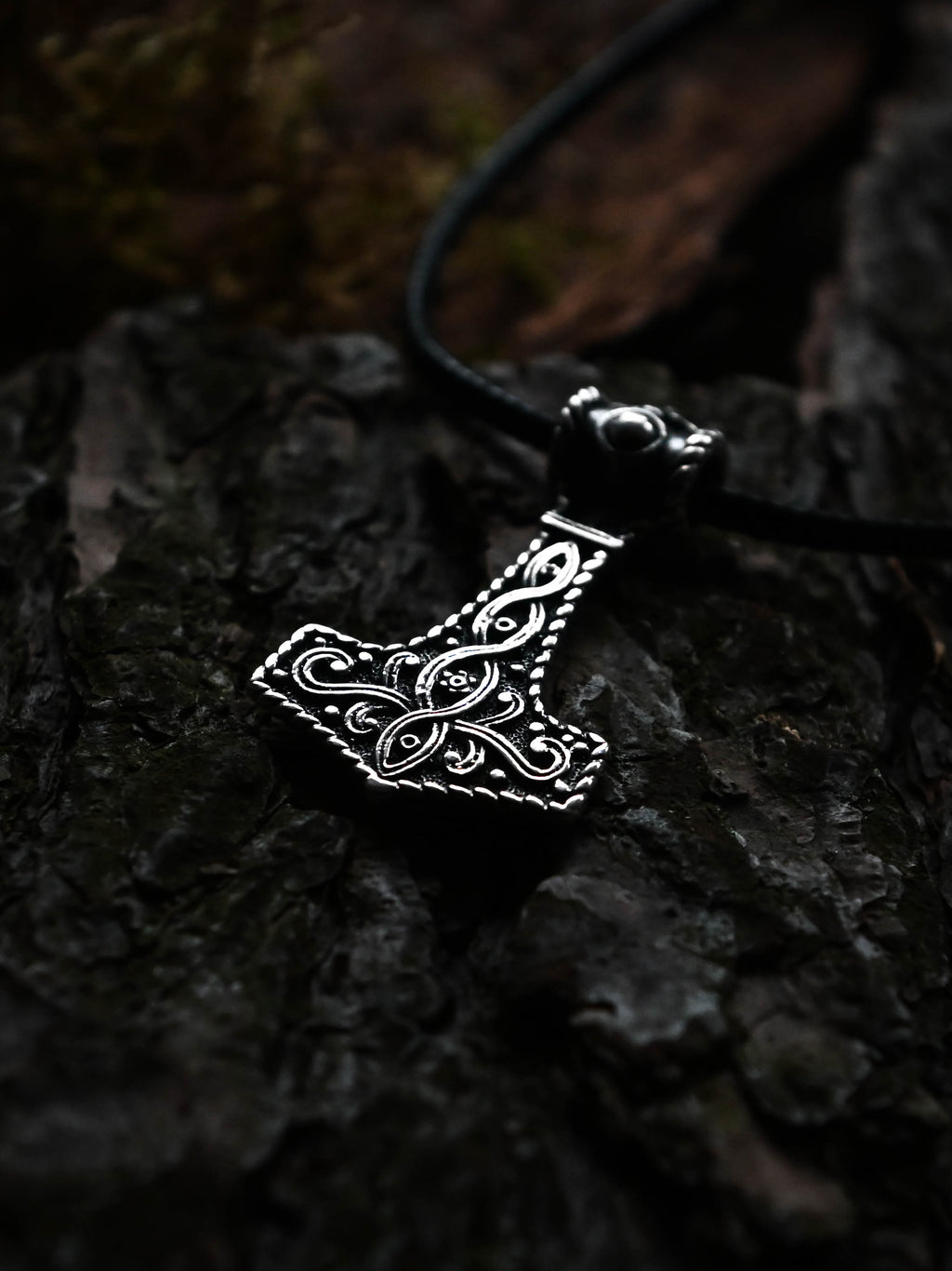 Thor's Hammer with Norse Knotwork, Sterling Silver 925 — Viking Symbol Pendant