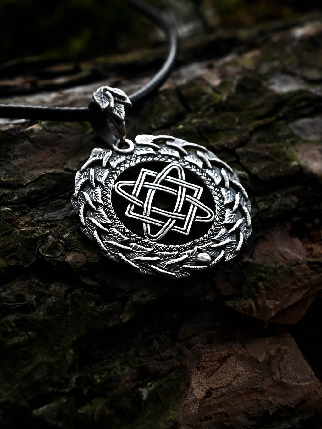 Star of Lada Amulet in Birch Wreath, Sterling Silver 925 — Slavic, Viking & Norse Symbol Pendant