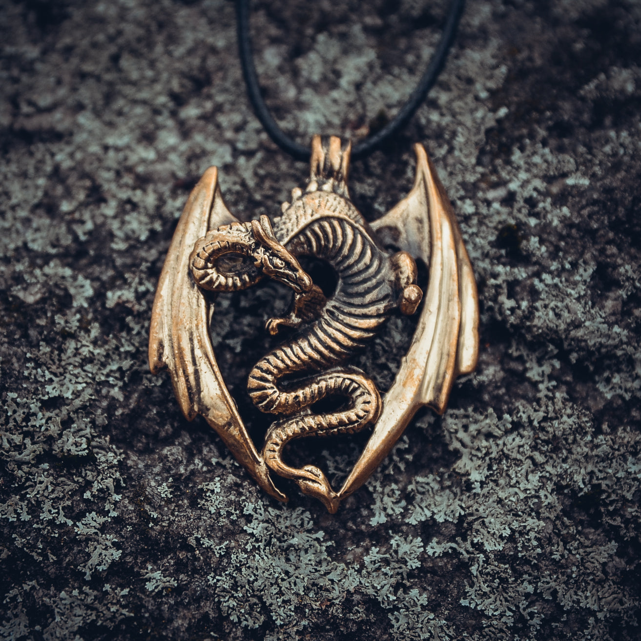 Dragon Amulet, Natural Bronze — Viking & Norse Symbol Pendant