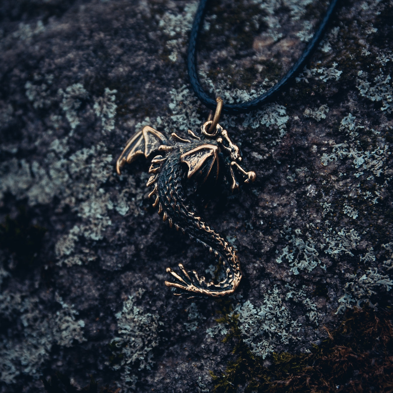 Sea Dragon Amulet, Natural Bronze — Viking & Norse Symbol Pendant