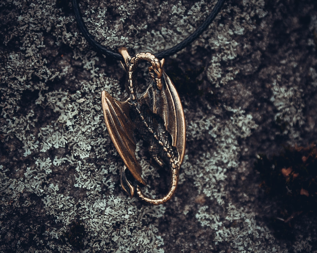 Desert Dragon Amulet, Natural Bronze — Viking & Norse Symbol Pendant