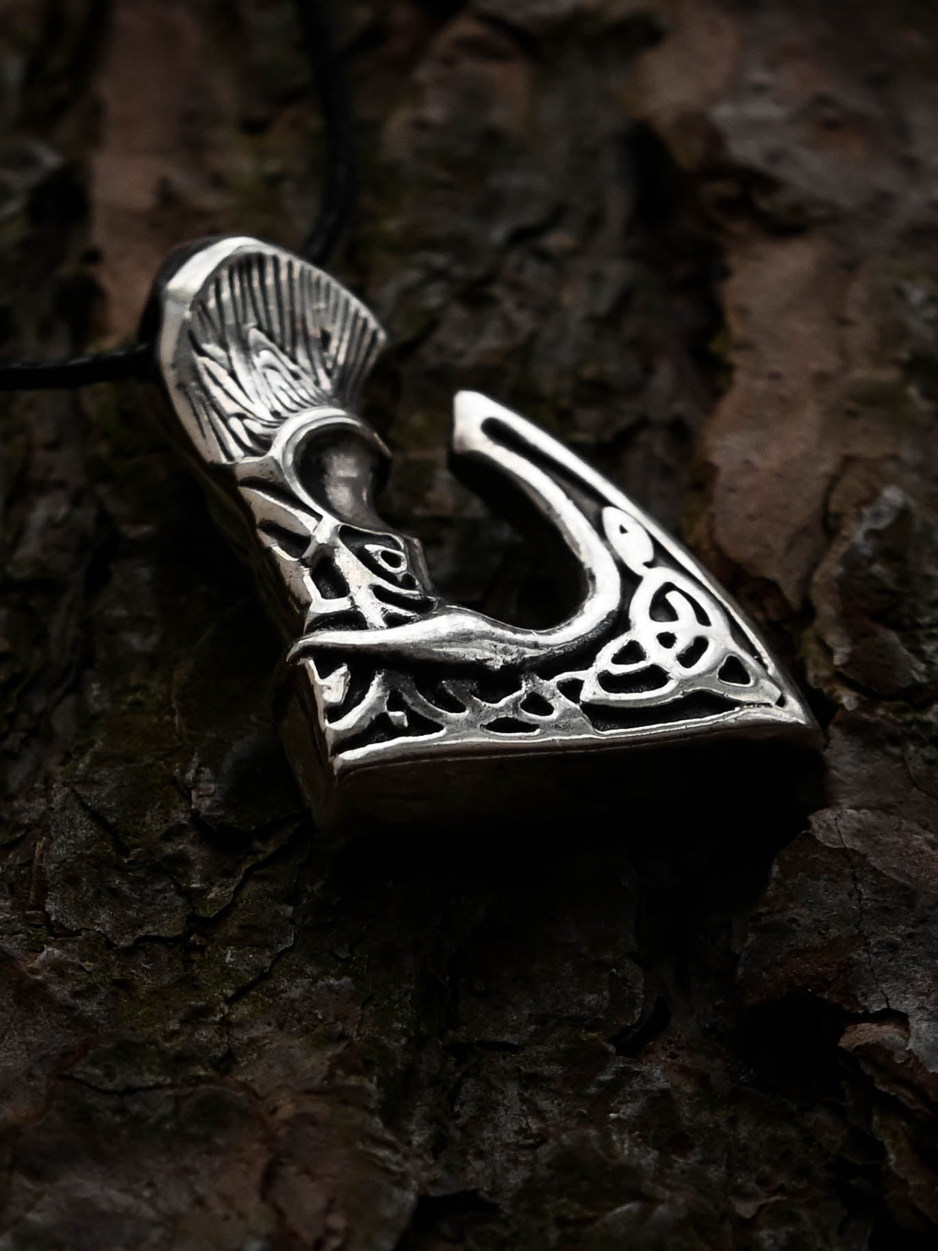 Viking Axe with Patterns, Sterling Silver 925 — Viking Symbol Pendant