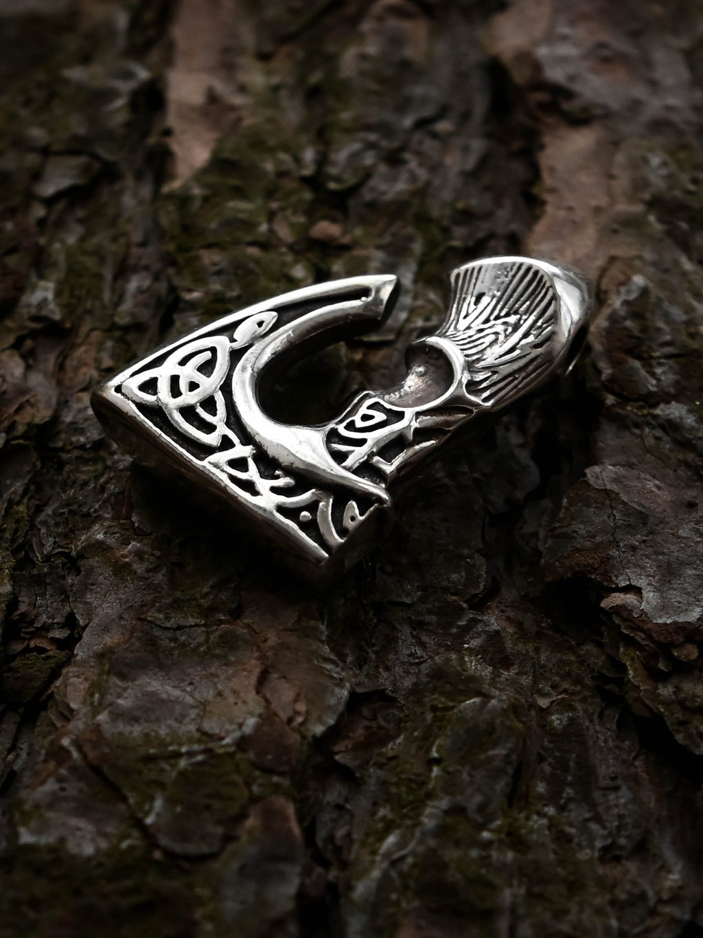 Viking Axe with Patterns, Sterling Silver 925 — Viking Symbol Pendant