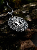 World Tree (Yggdrasil) Amulet in Birch Wreath, Sterling Silver 925 — Norse, Slavic & Viking Symbol Pendant