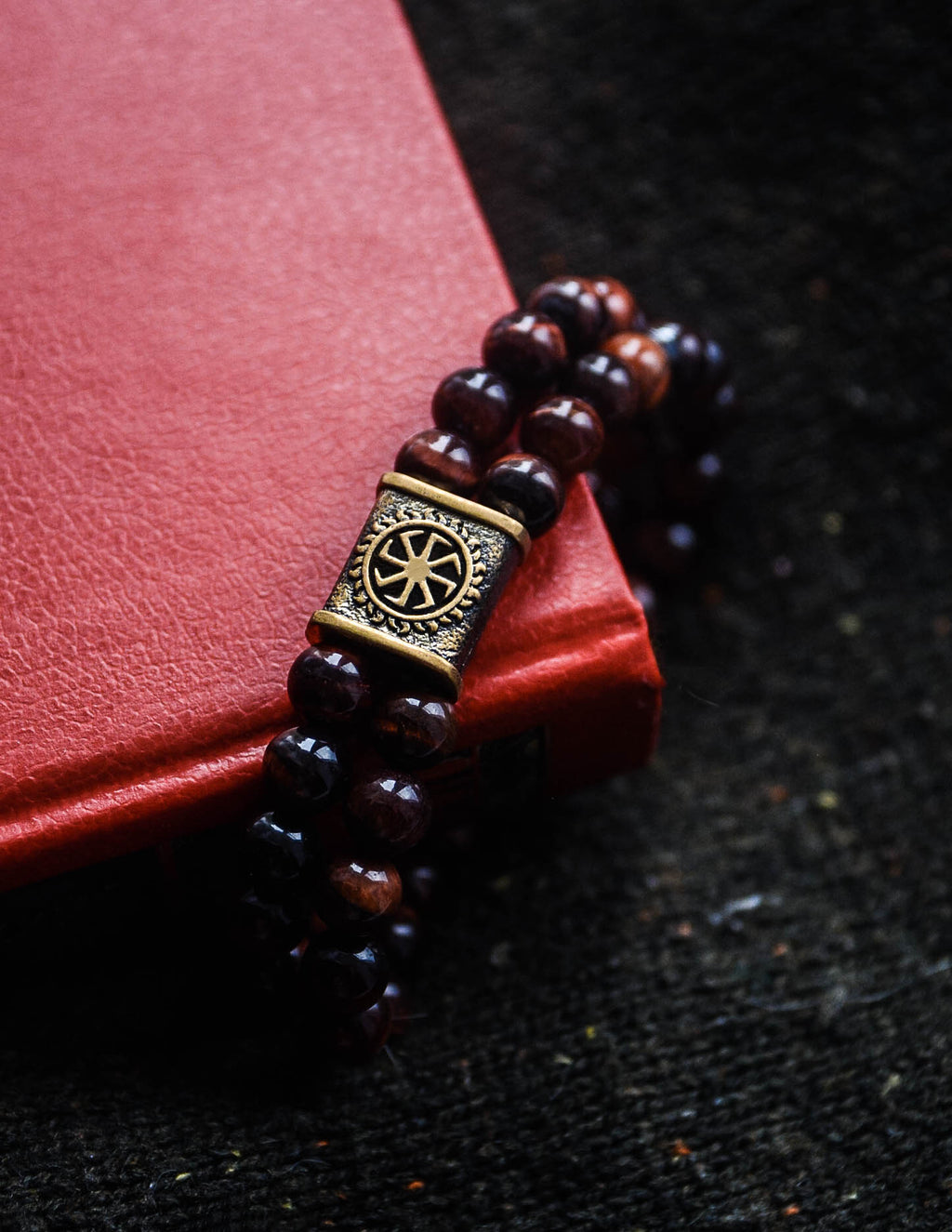 Ox Eye Stone Double-Row Bracelet with Kolovrat Bead