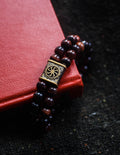 Ox Eye Stone Double-Row Bracelet with Kolovrat Bead