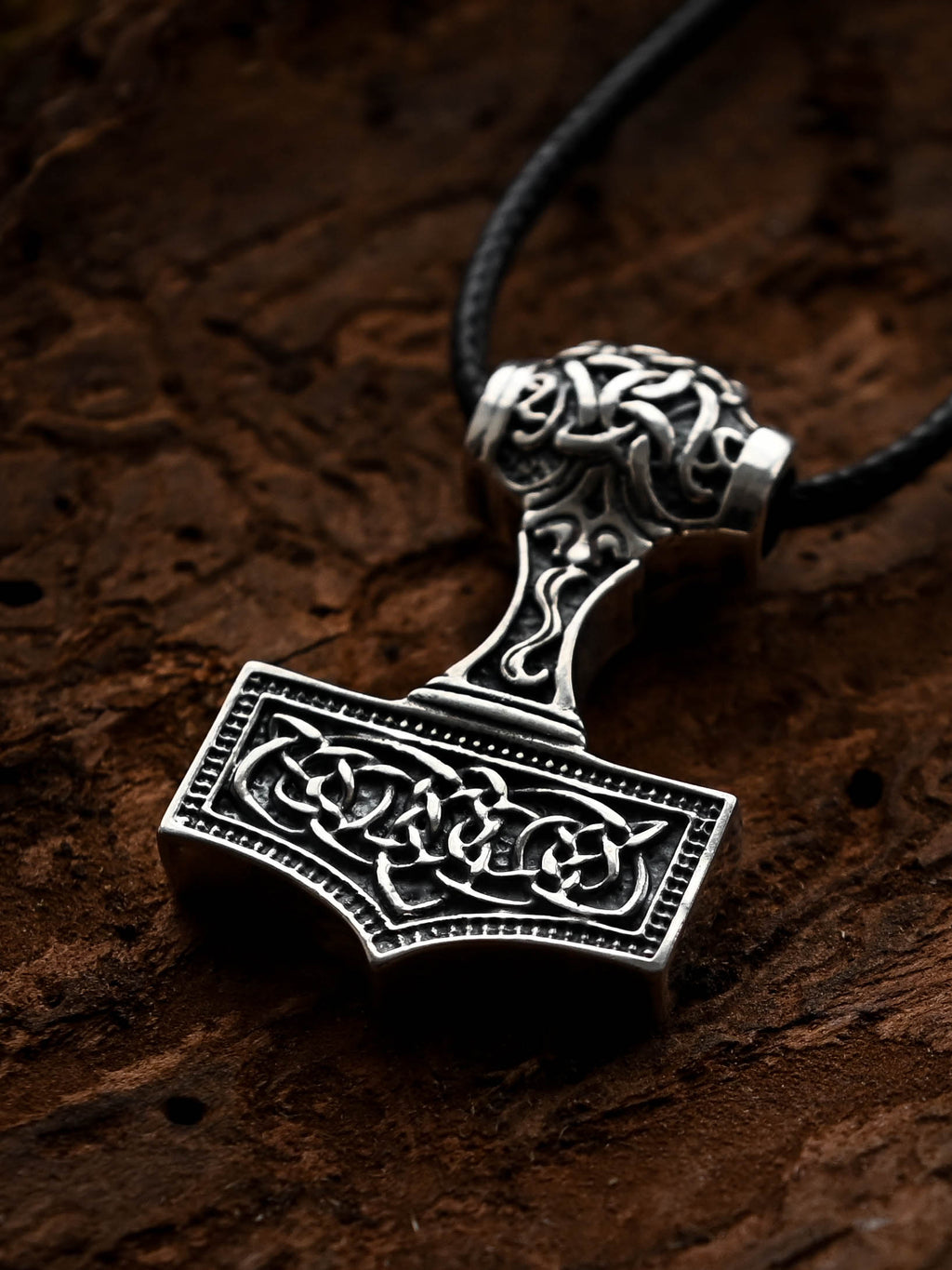 Thor's Hammer (Mjolnir) Amulet, Sterling Silver 925 — Viking Symbol Pendant