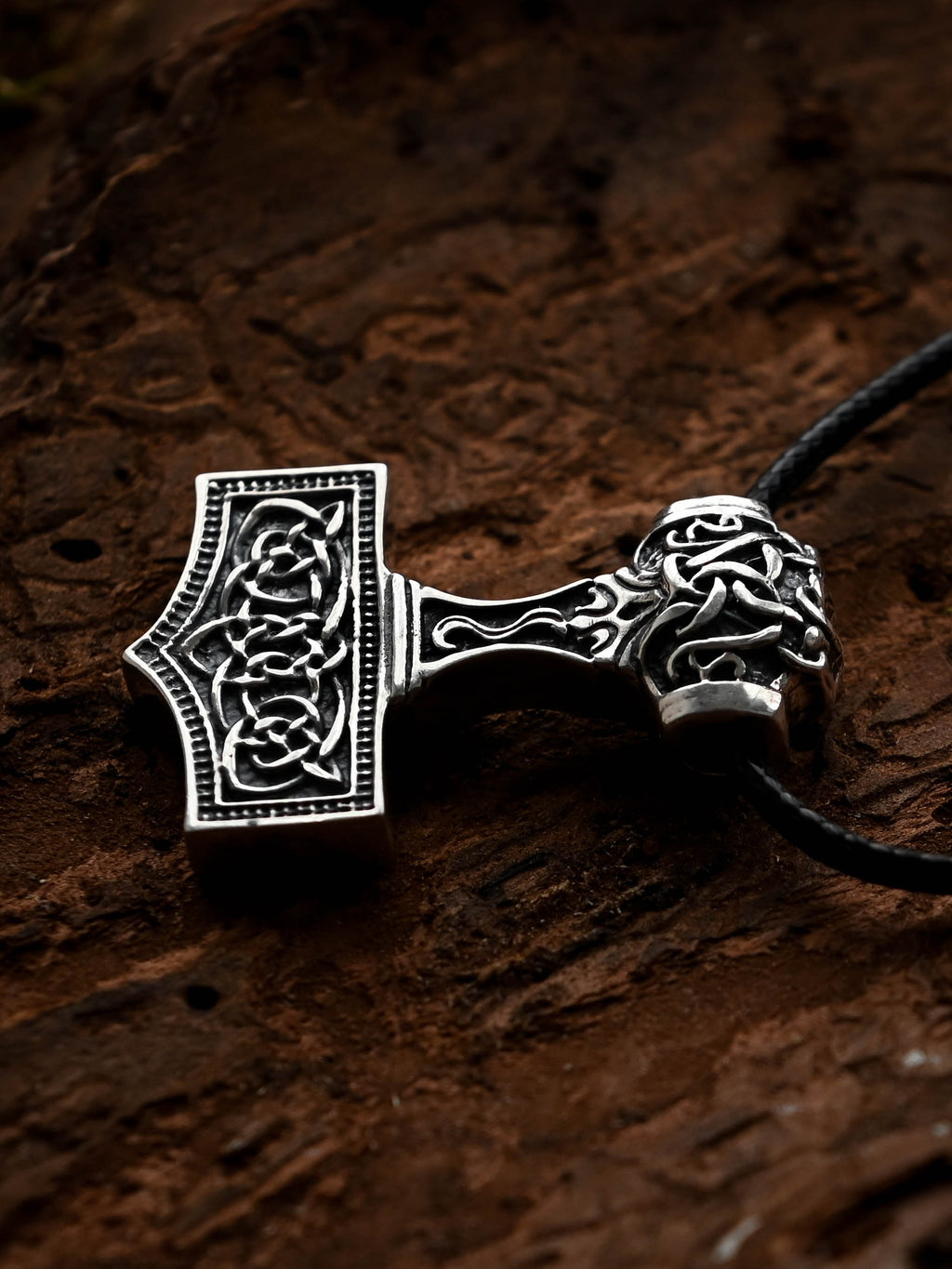 Thor's Hammer (Mjolnir) Amulet, Sterling Silver 925 — Viking Symbol Pendant