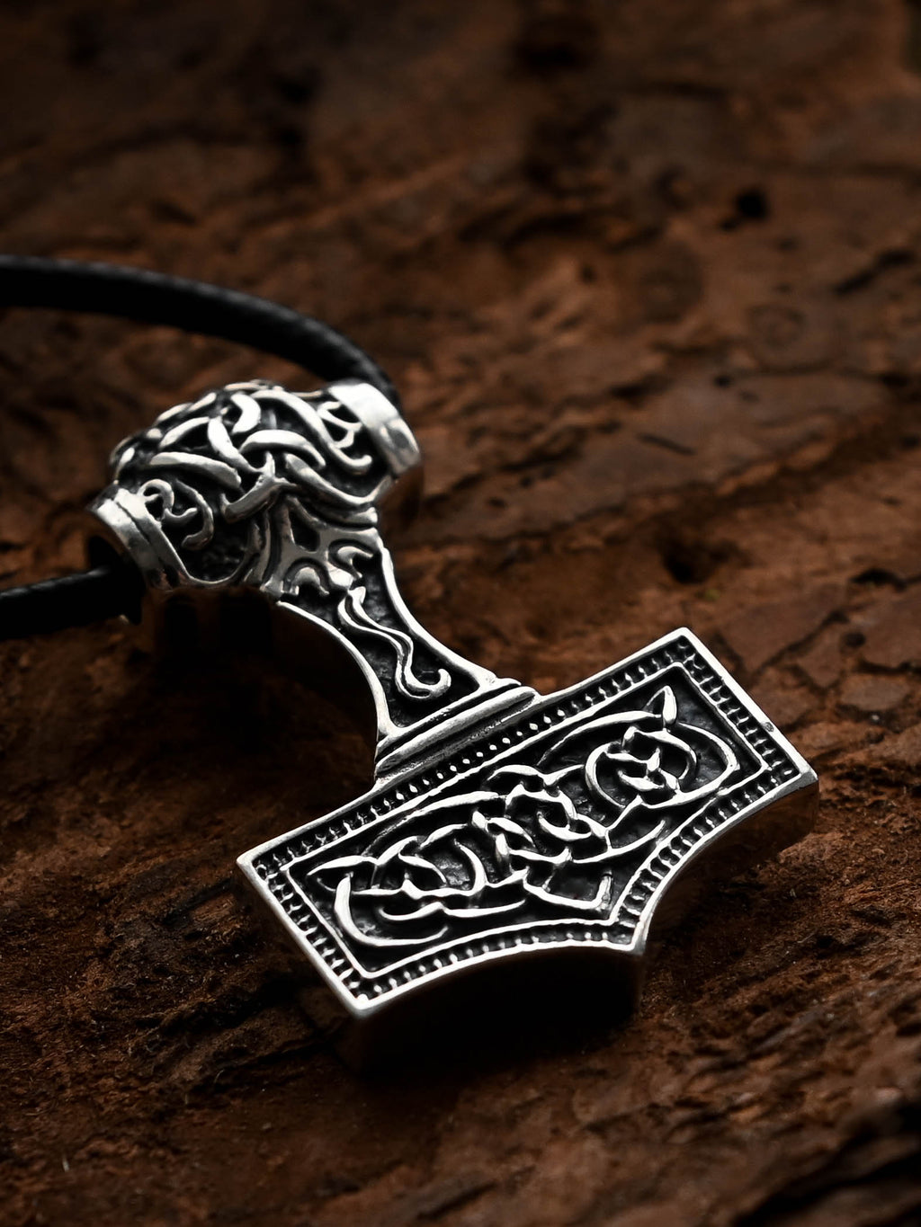 Thor's Hammer (Mjolnir) Amulet, Sterling Silver 925 — Viking Symbol Pendant