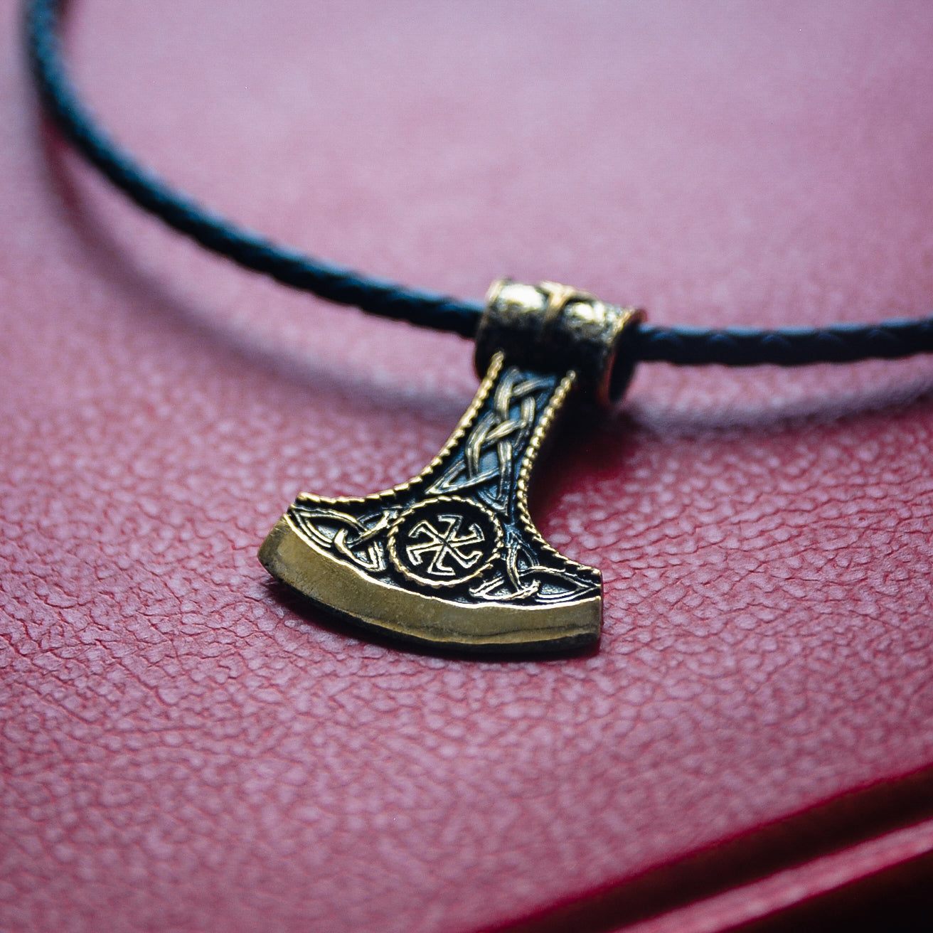 Perun's Axe Amulet, Natural Bronze — Viking & Norse Symbol Pendant
