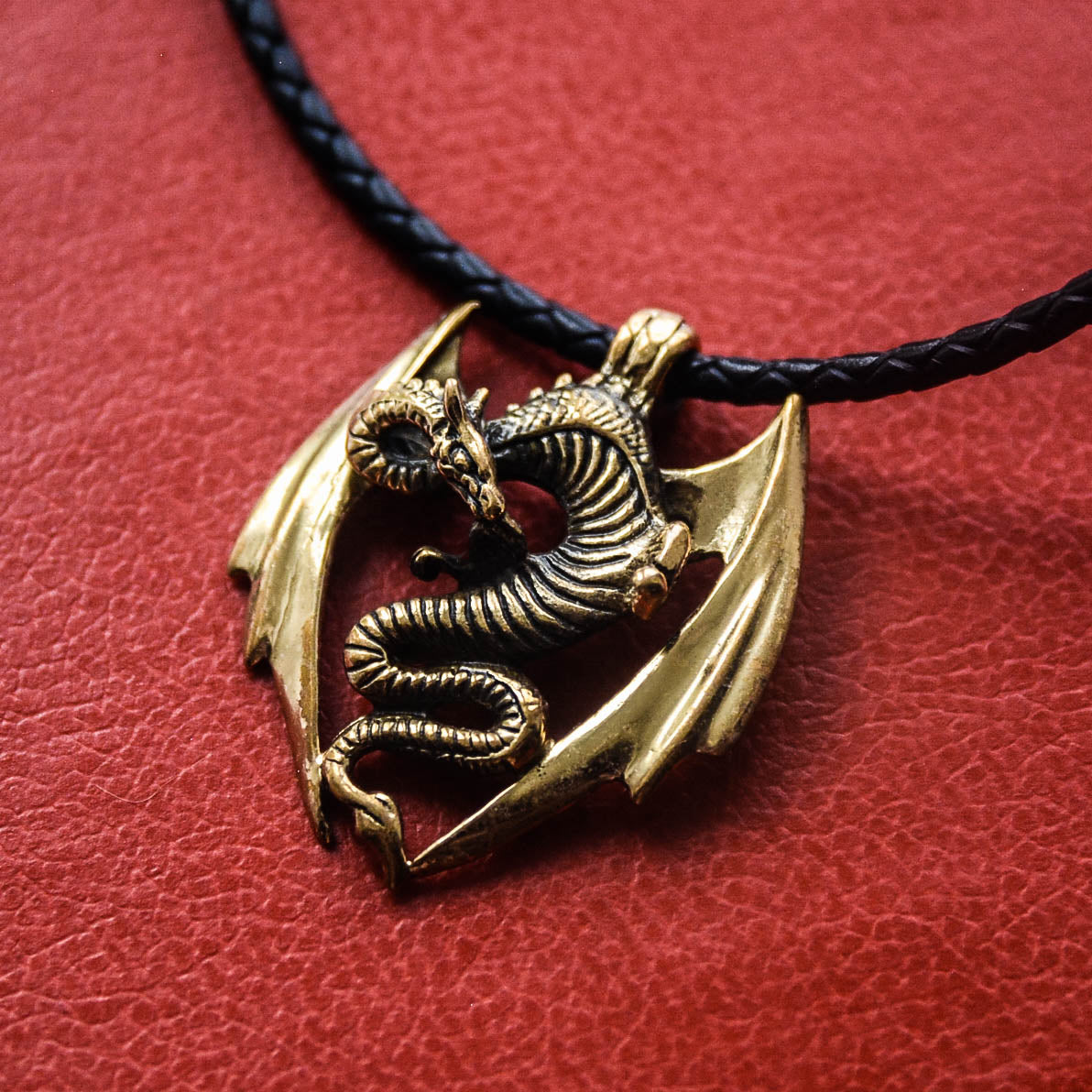 Dragon Amulet, Natural Bronze — Viking & Norse Symbol Pendant